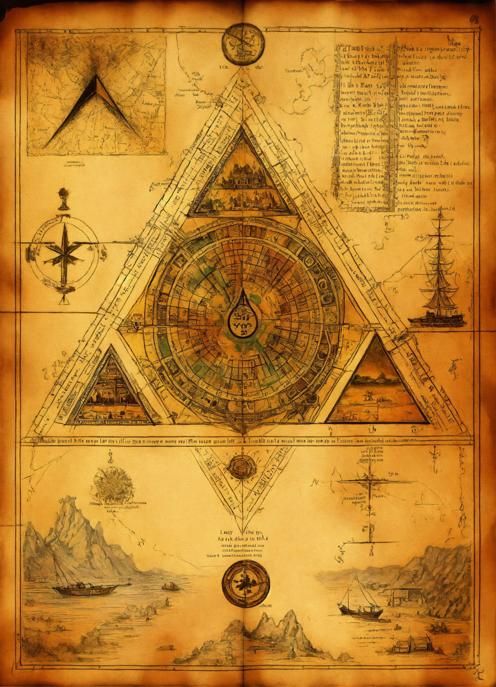 Lexica - Ancient treasure map art, triangular symbols, old vibes