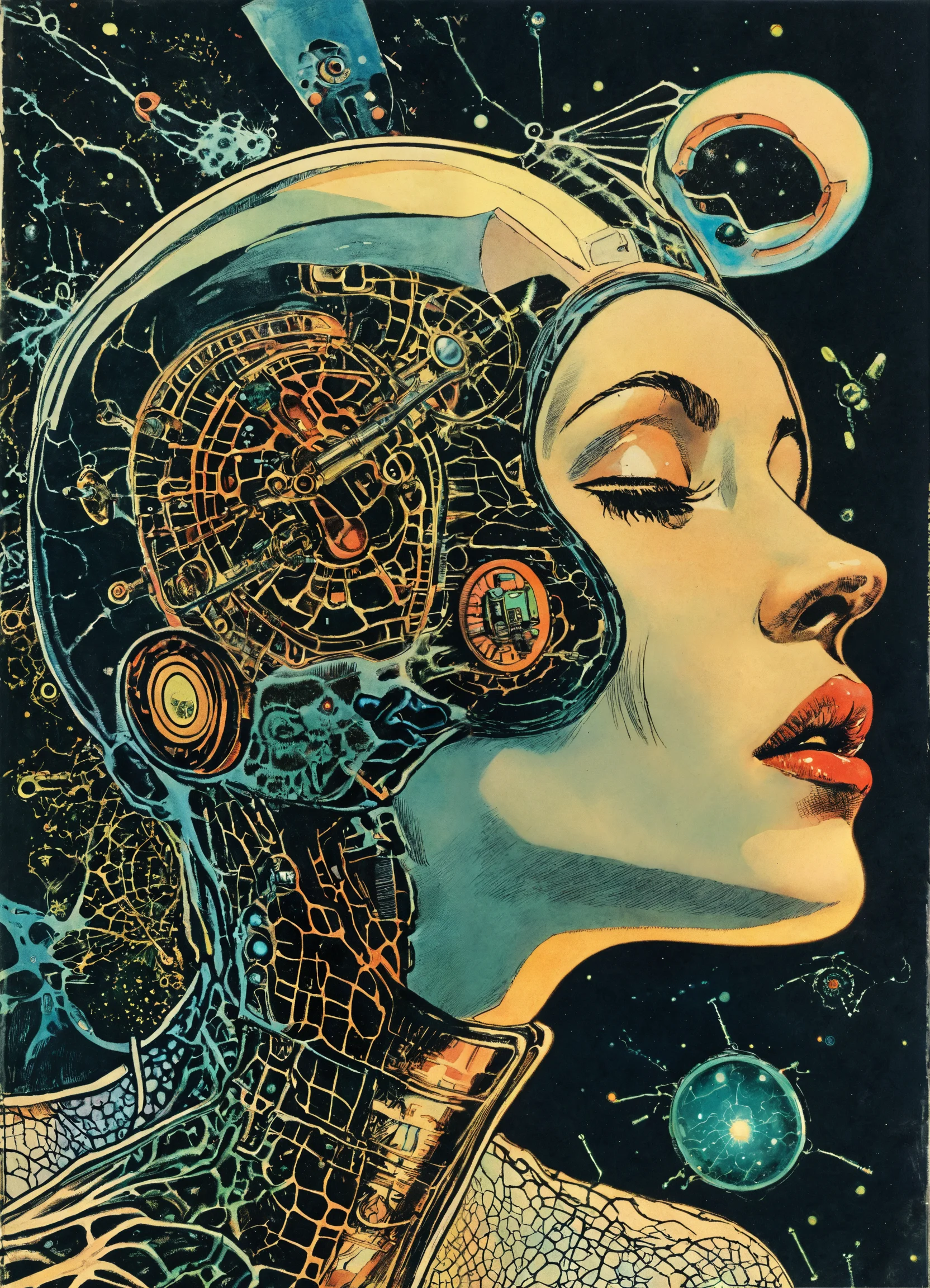 Lexica - Woman with head cover and breathing, in the style of detailed ...