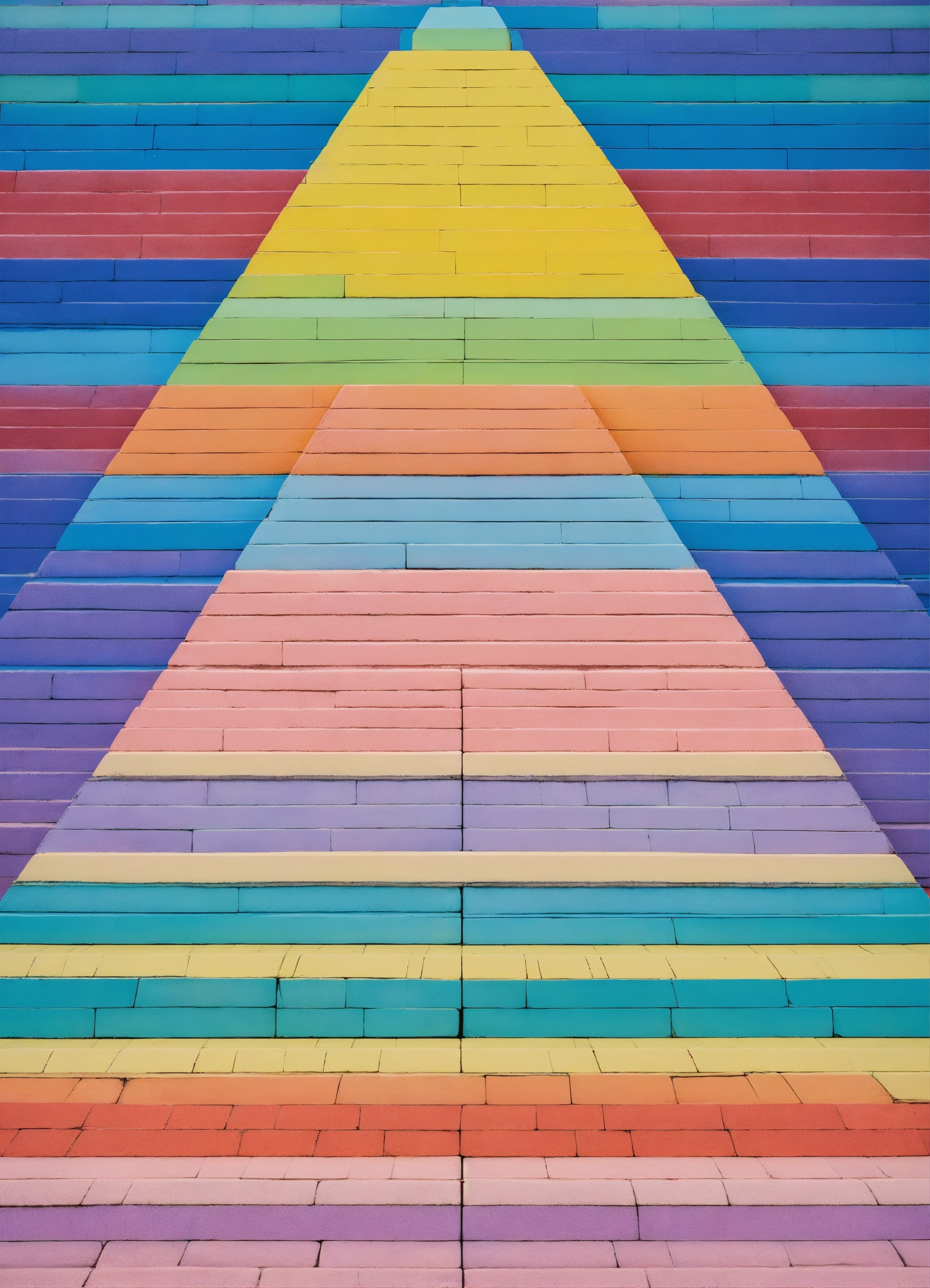 Lexica - Pyramid, split in 5 rows, each row with a rainbow pastel colors