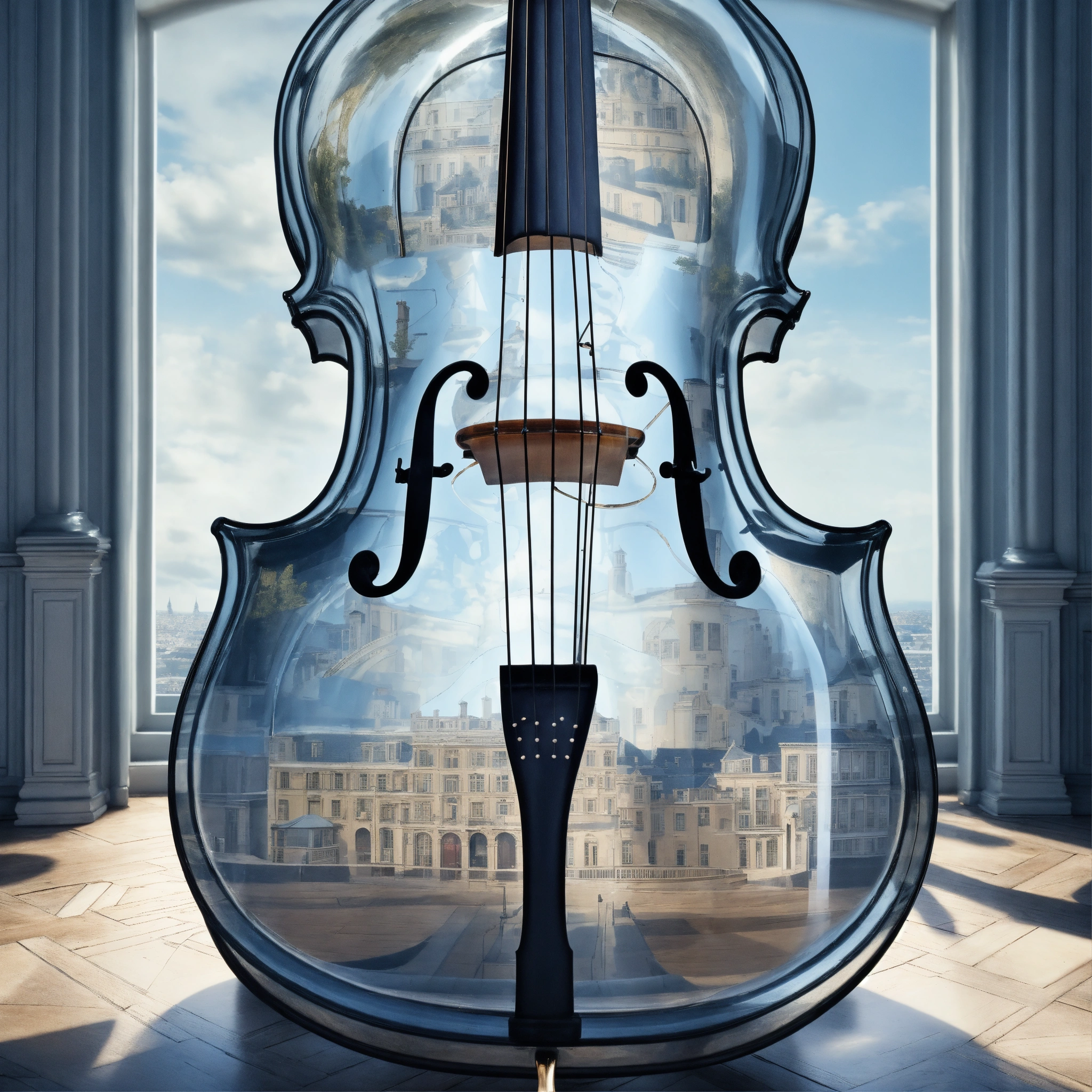 Lexica - A photorealistic closeup view of inside a transparent cello ...
