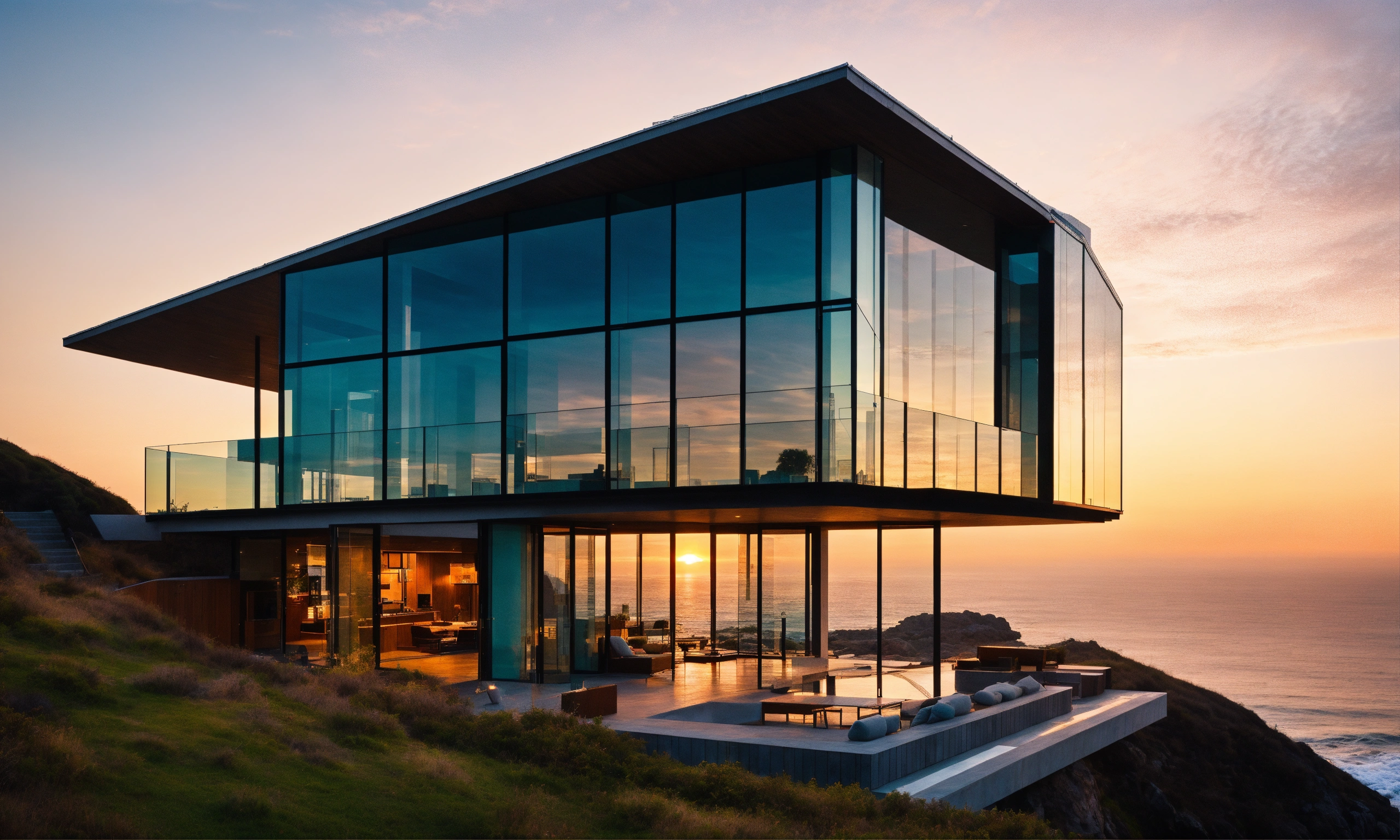 Lexica - A modern architectural building with large glass windows ...