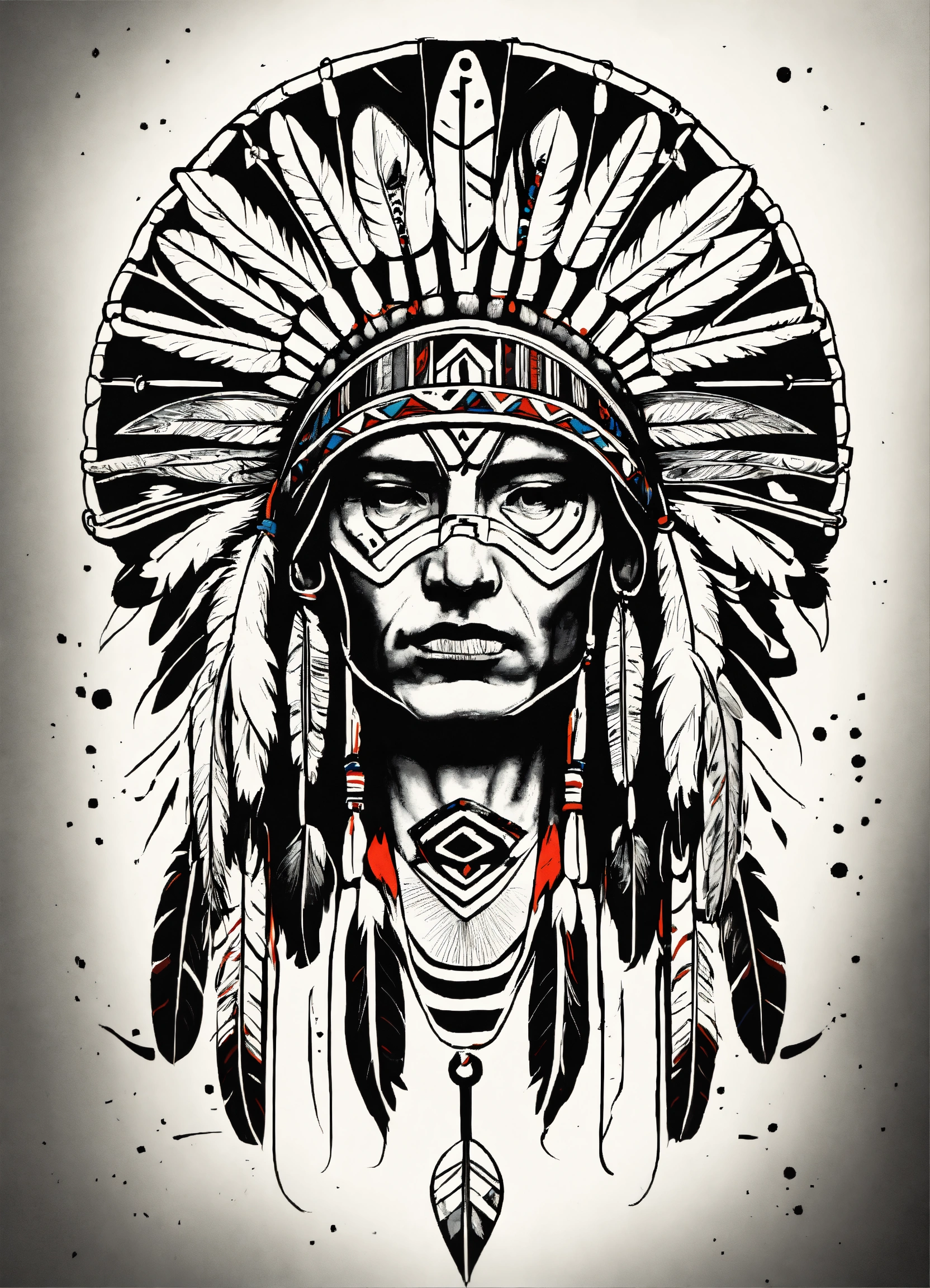 Lexica - Native american, linework style, tattoo idea, native american ...