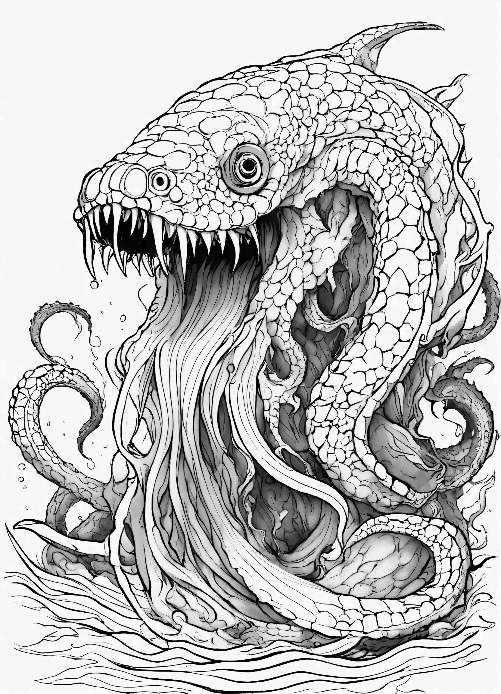 Lexica - Extremely simple image. Abyssal Kraken. black and white ...