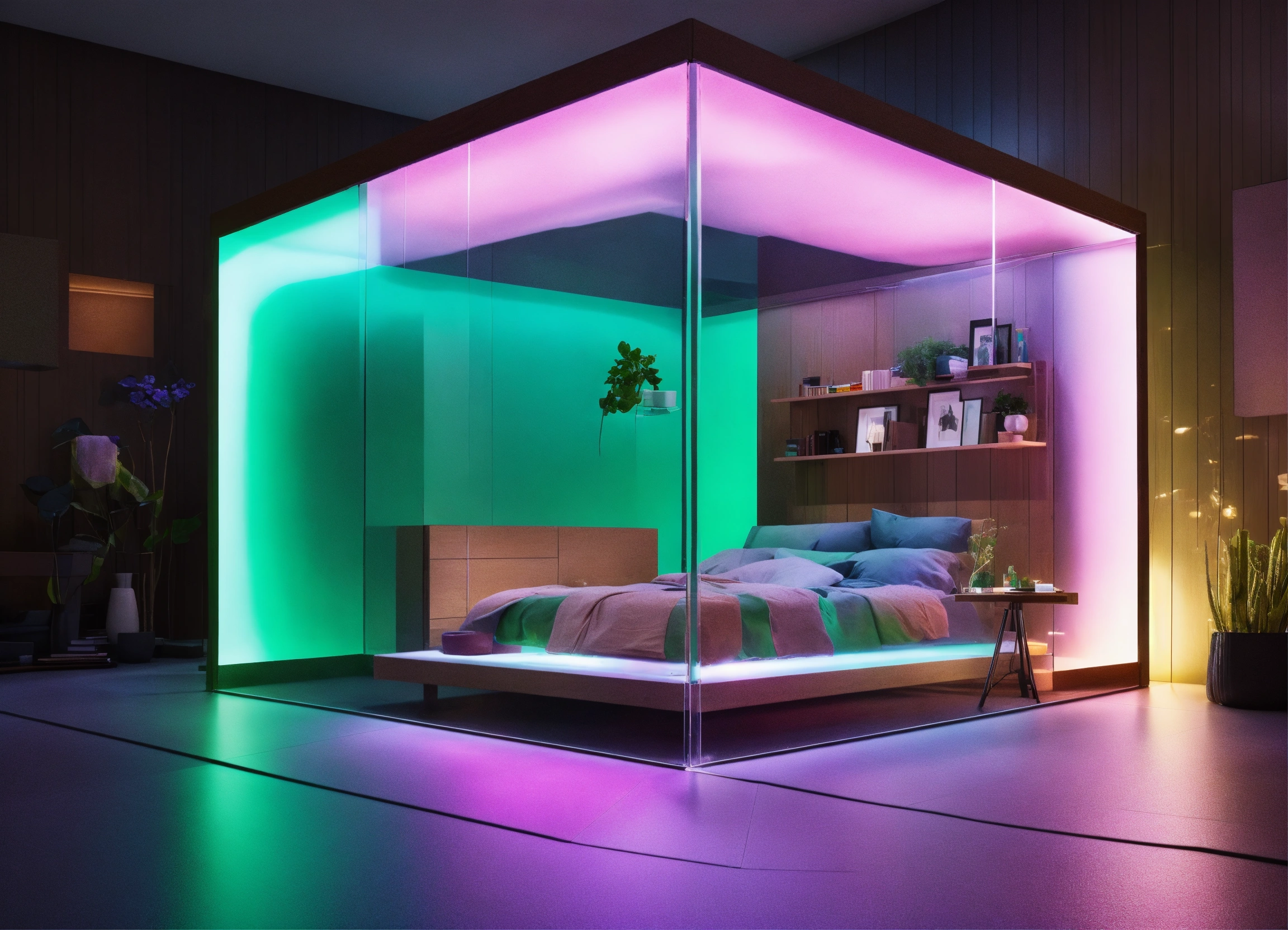 Lexica - Cube, 4k, small modern house inside cube!, clear plastic ...