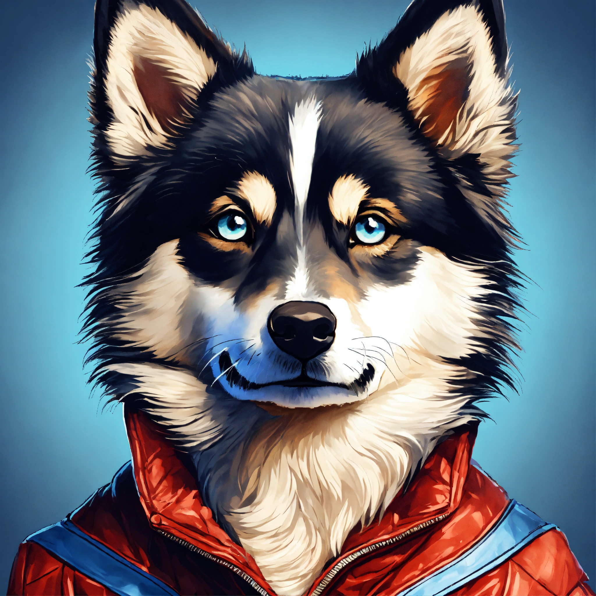 Lexica - Dans cet éclatant portrait, un Pomsky captivant regarde droit ...
