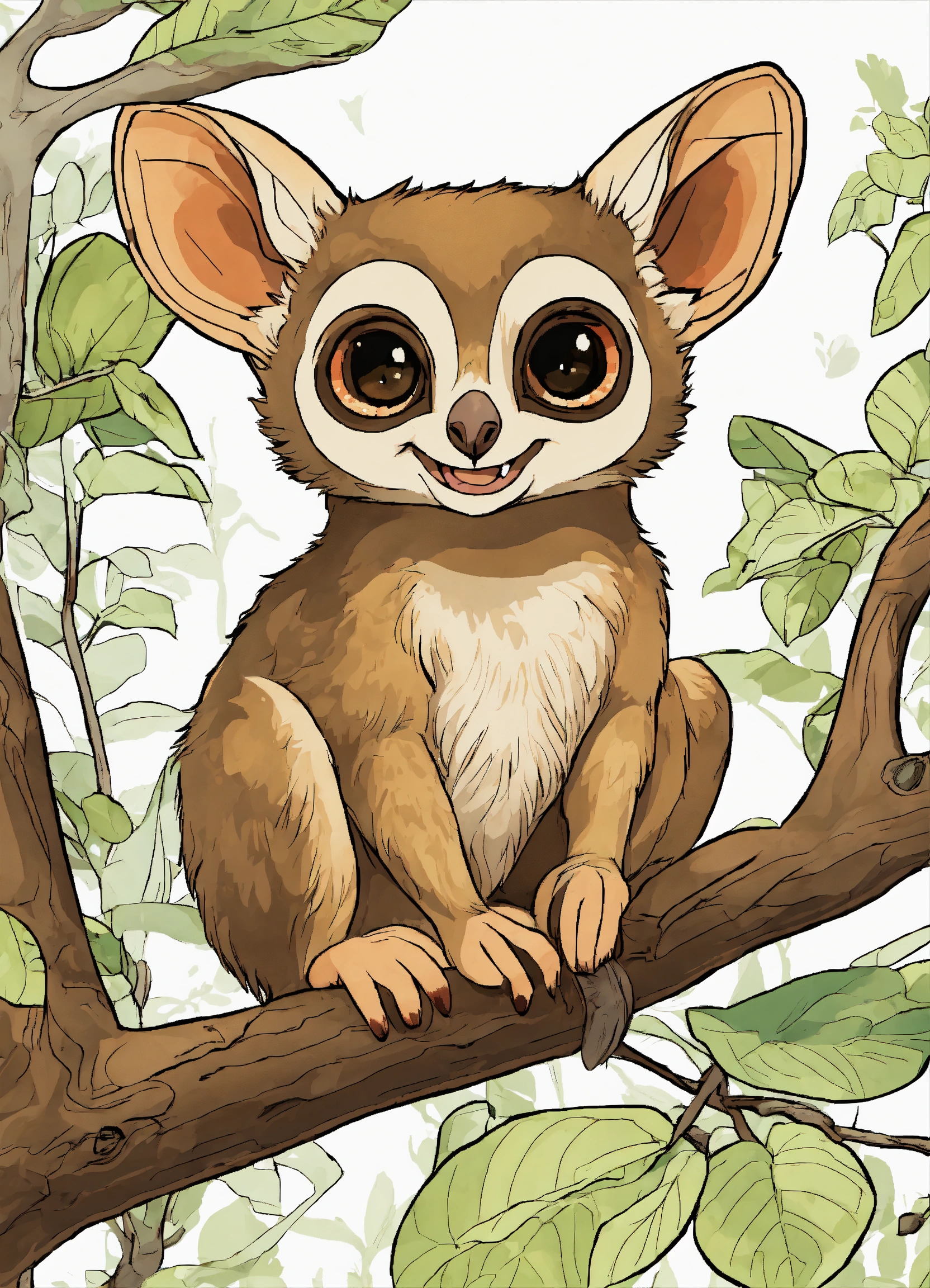 Lexica - Generate a cute Bushbaby, resolution, cartoon-sticker style ...