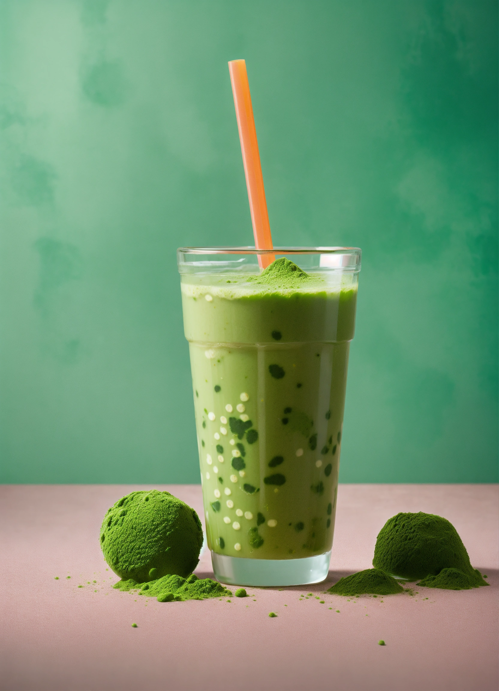 Lexica - Green matcha bubble tea. cgi. clear cup. studio photography ...