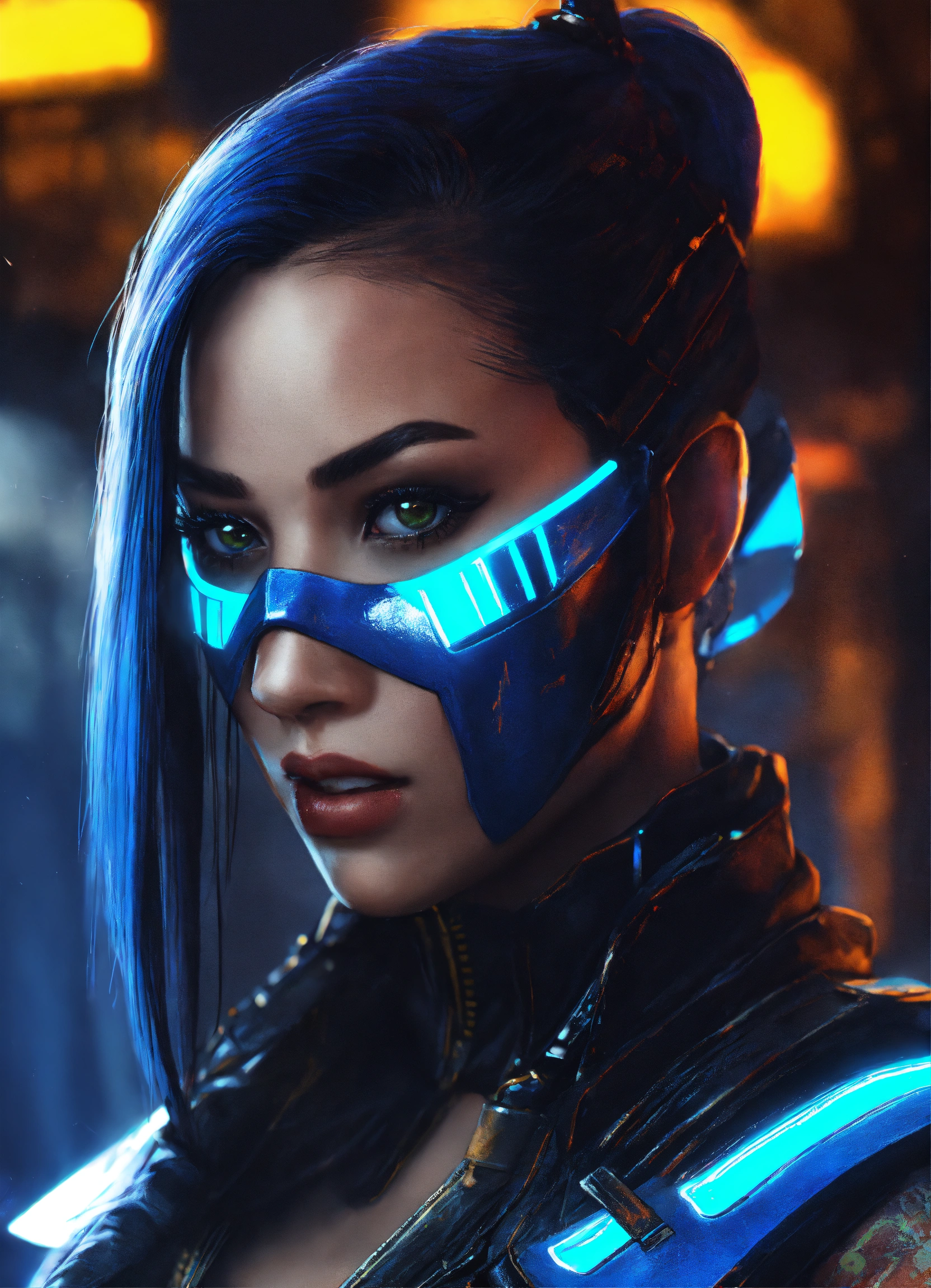 Lexica - Kitana mortal kombat in cyberpunk style