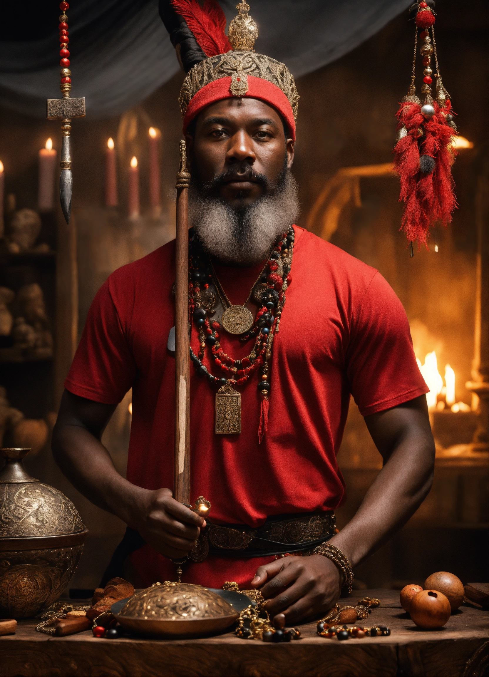 Lexica - Dark-skinned black man with a half-gray beard, yarey hat, red ...