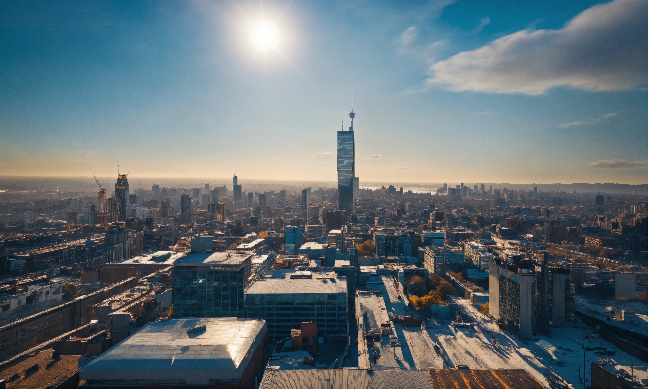 Lexica - Skyscraper rooftop, blue sky, 4k, bright