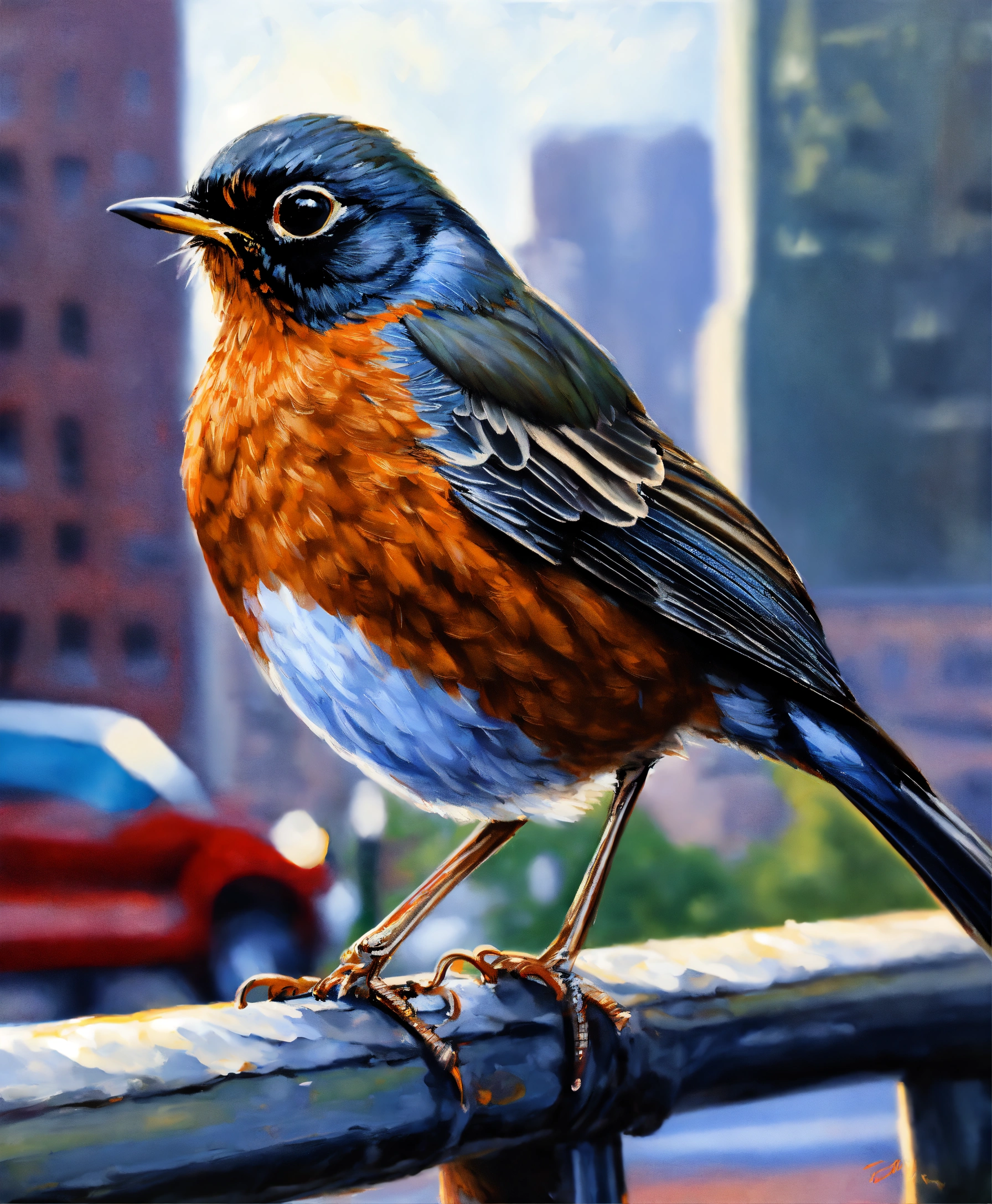 Lexica - Ultra detailed oil paint illustration of an American Robin ...
