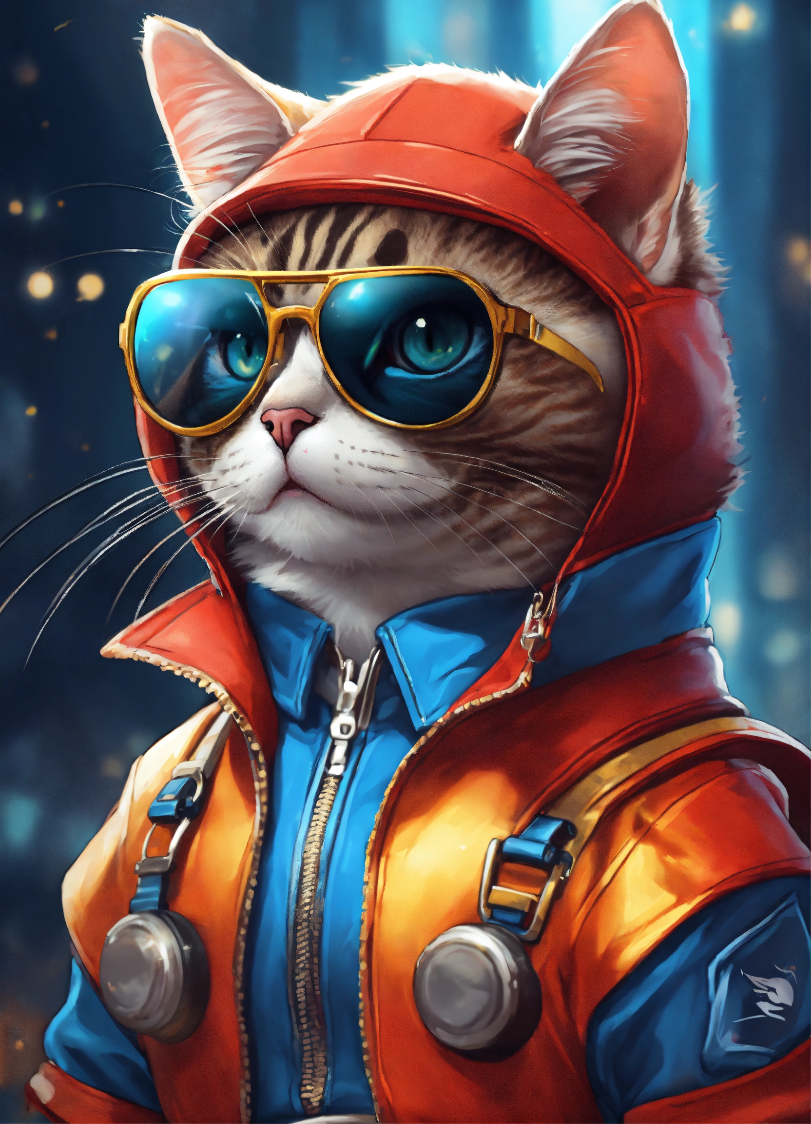 Lexica - Full-bodied portrait, cute and adorable cartoon cat wearing ...