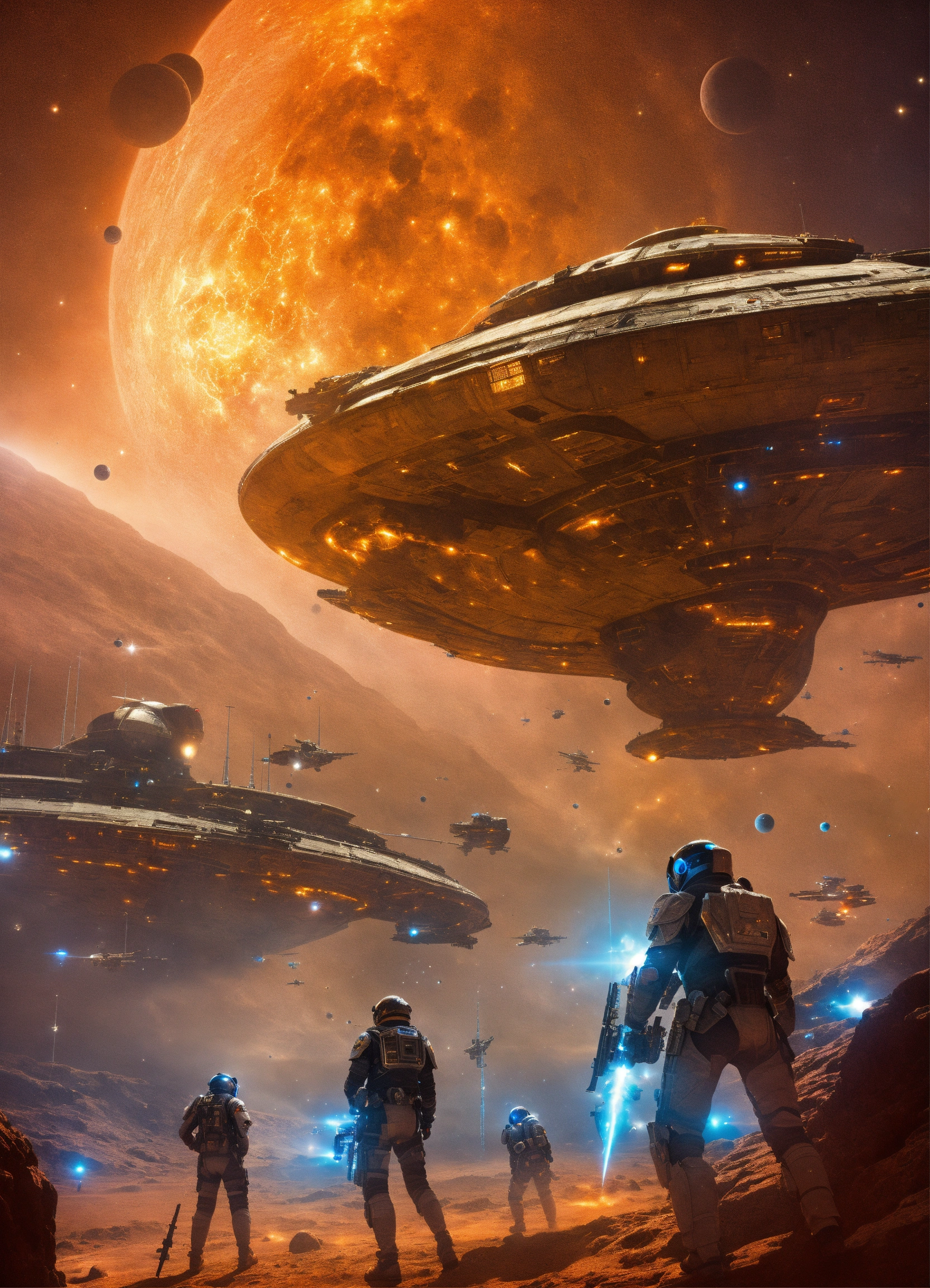 Lexica Futuristic battles in space with suspenseful Warriors.