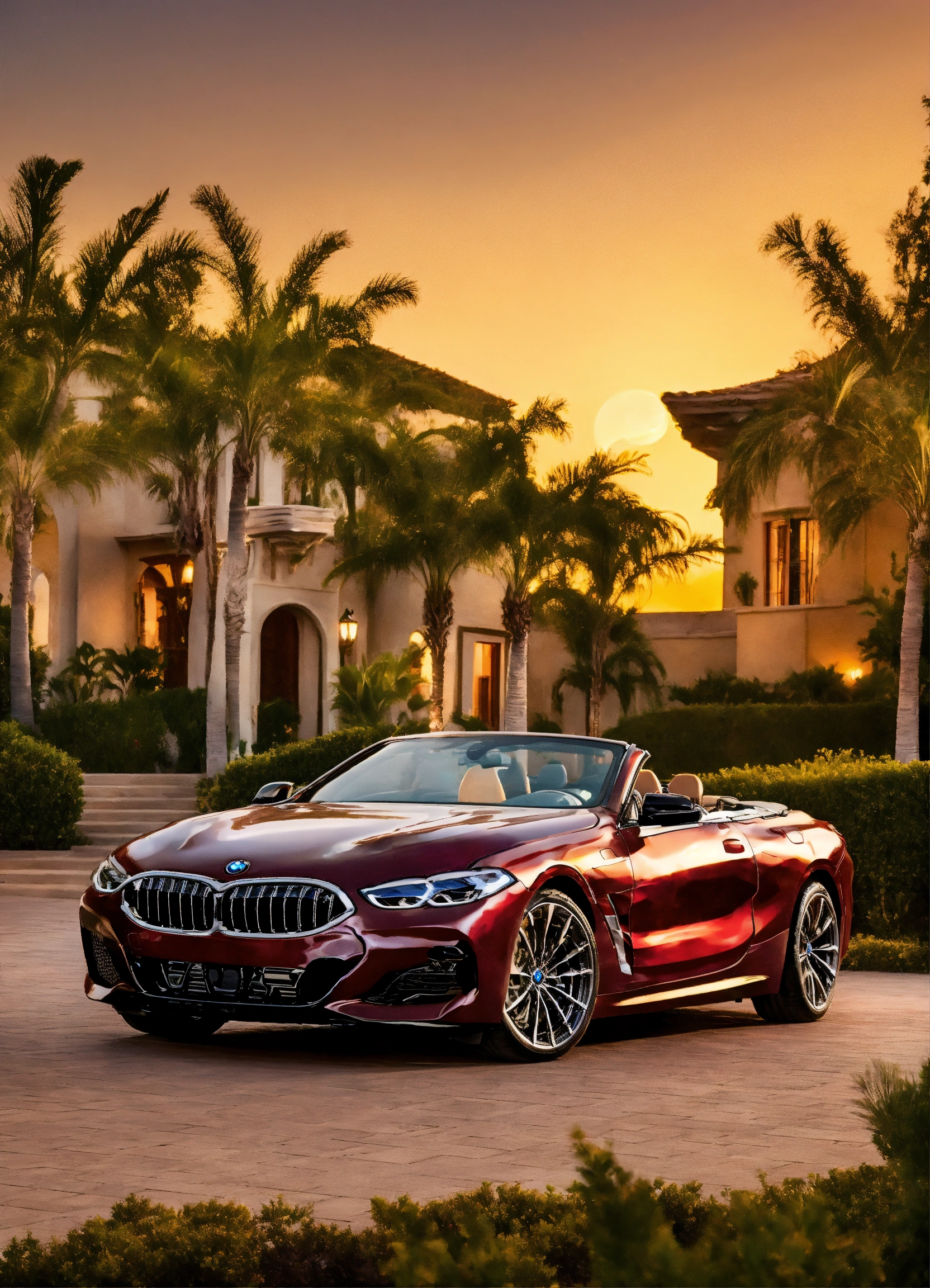 Lexica - 20203 bmw 850i convertible burgundy and Gold with mansion and ...