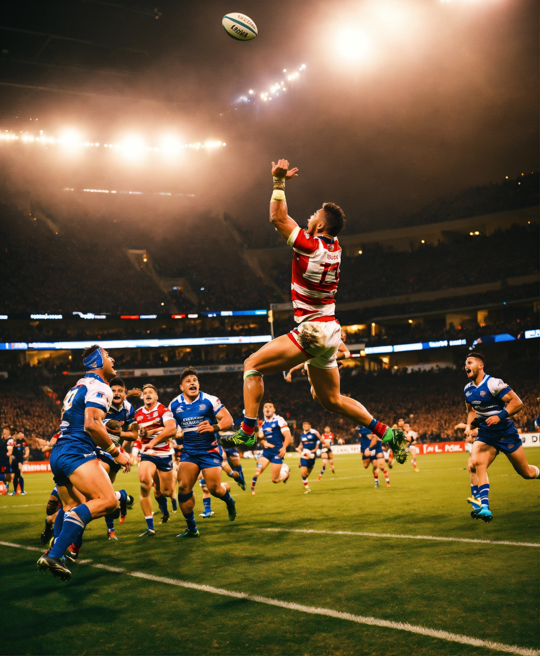 Lexica - An electrifying scene showing a player scoring a crucial try ...
