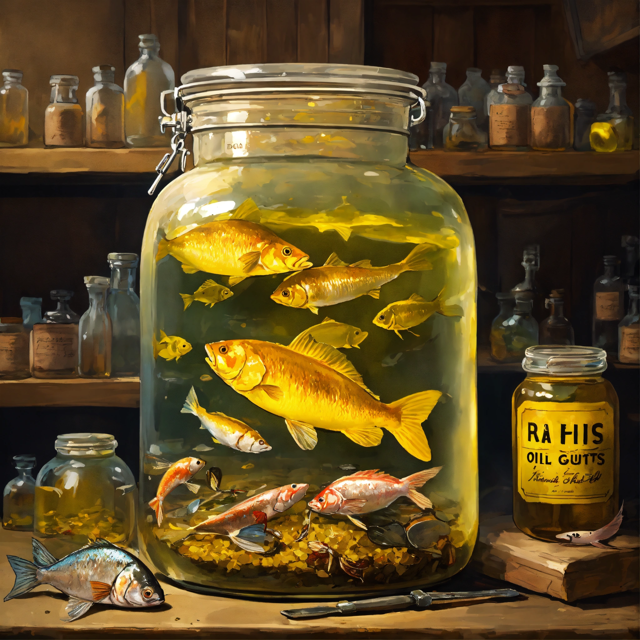 Lexica - Concept art of a vintage corked and labeled big jar of dirty ...