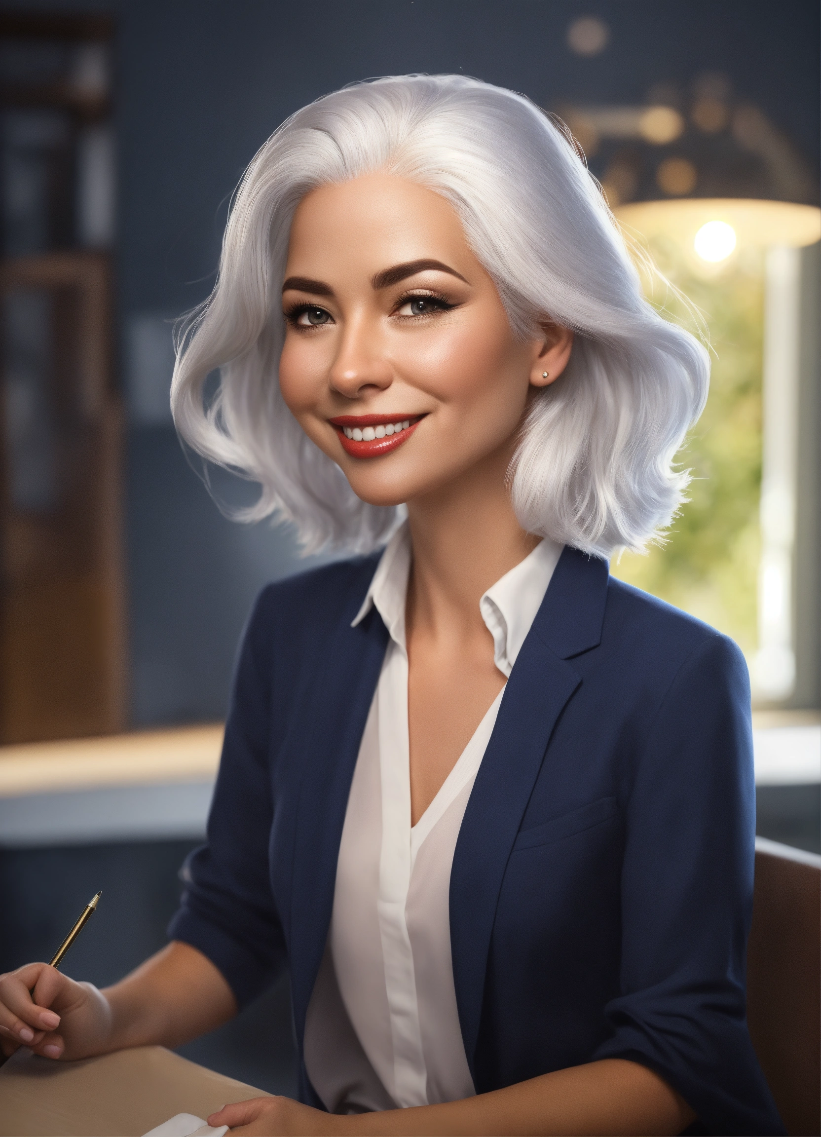 Lexica Caricature Animation Talk Portrait Woman White Hair