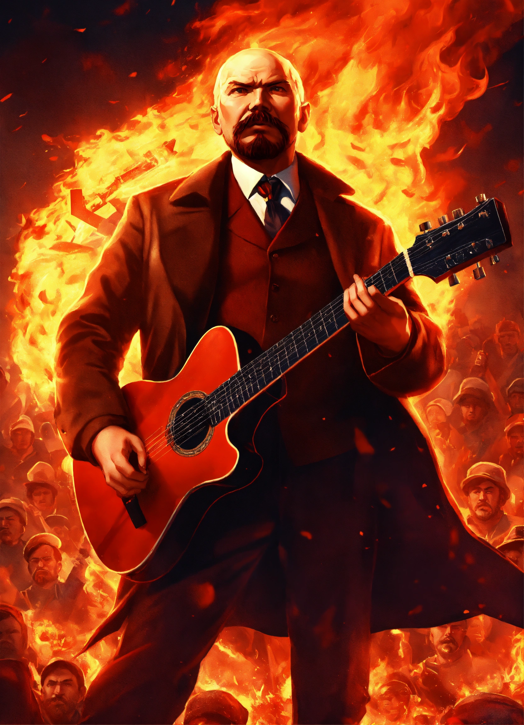 Lexica - Illustration Lenin, with a determined look, is playing a ...