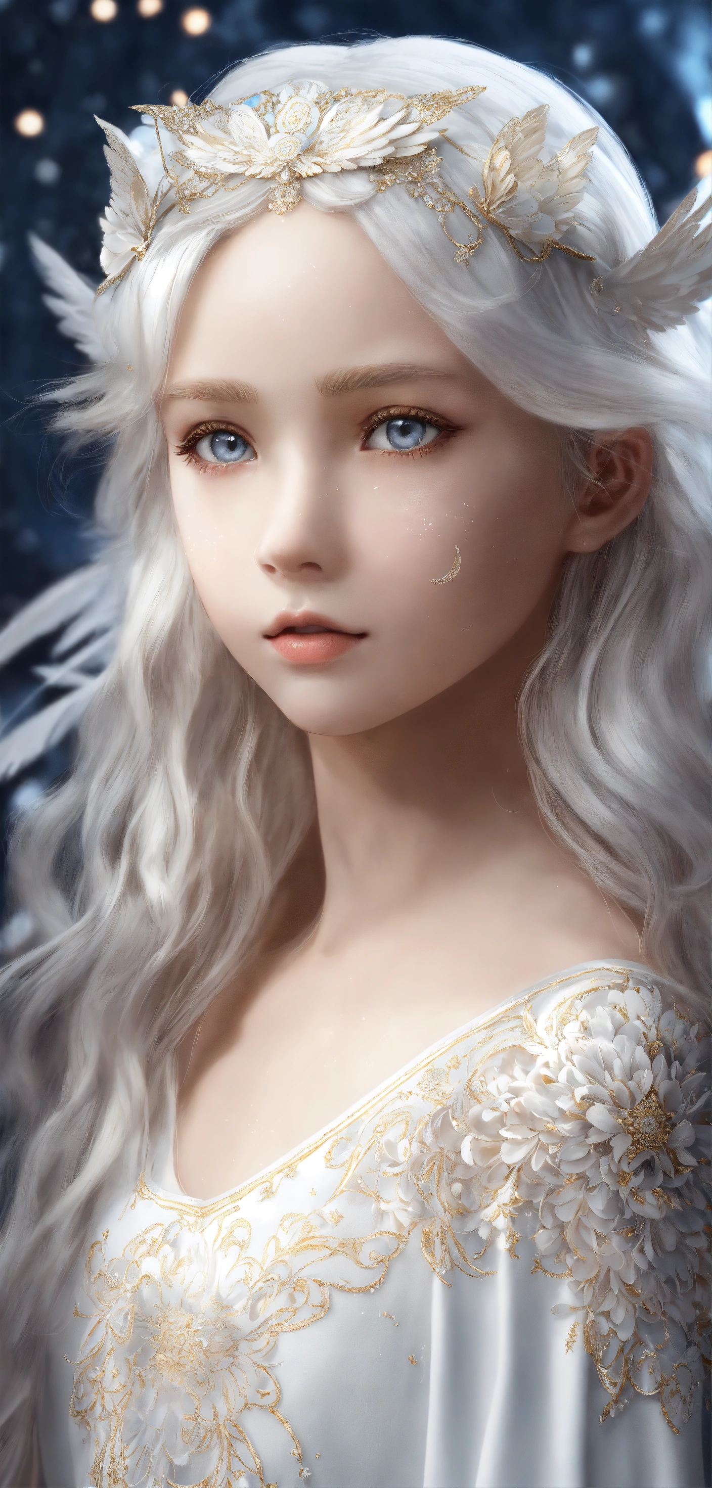 Lexica Angel face 9yearold girl with white angel wings, large and detailed 4D illustration