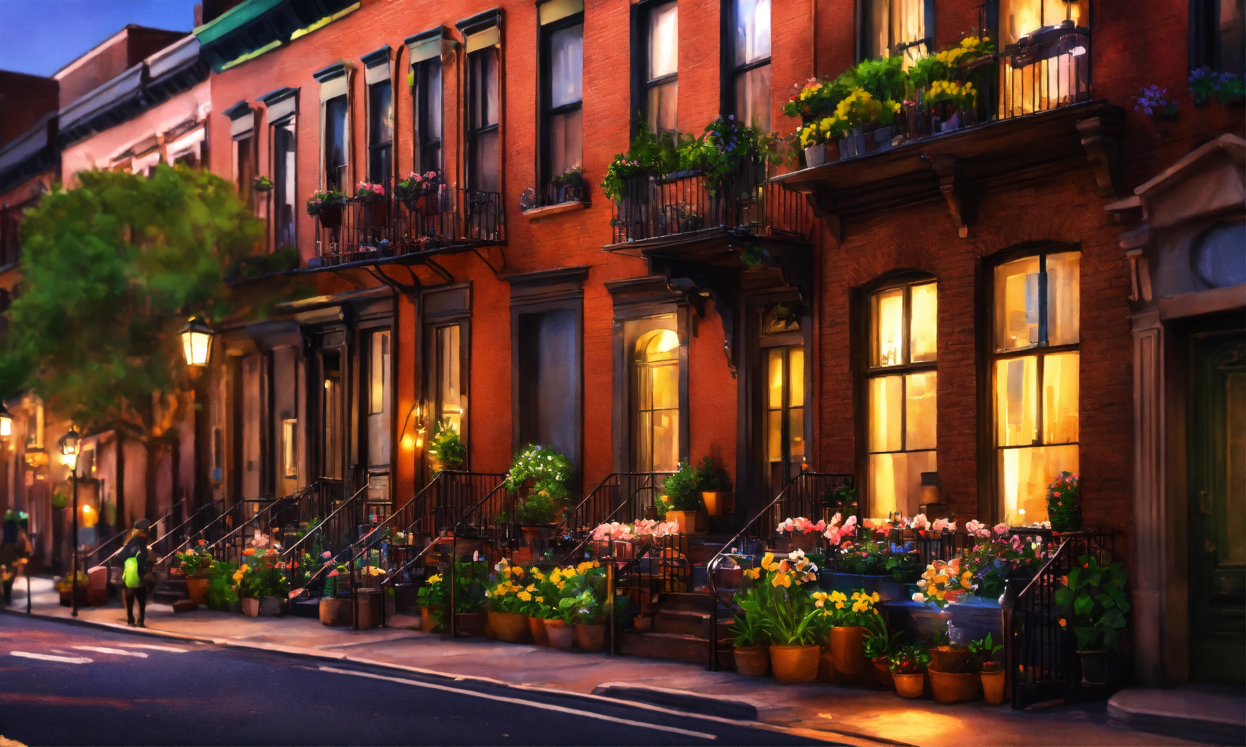 Lexica - Epic shot of a brownstone houses in Greenwich Village in New ...