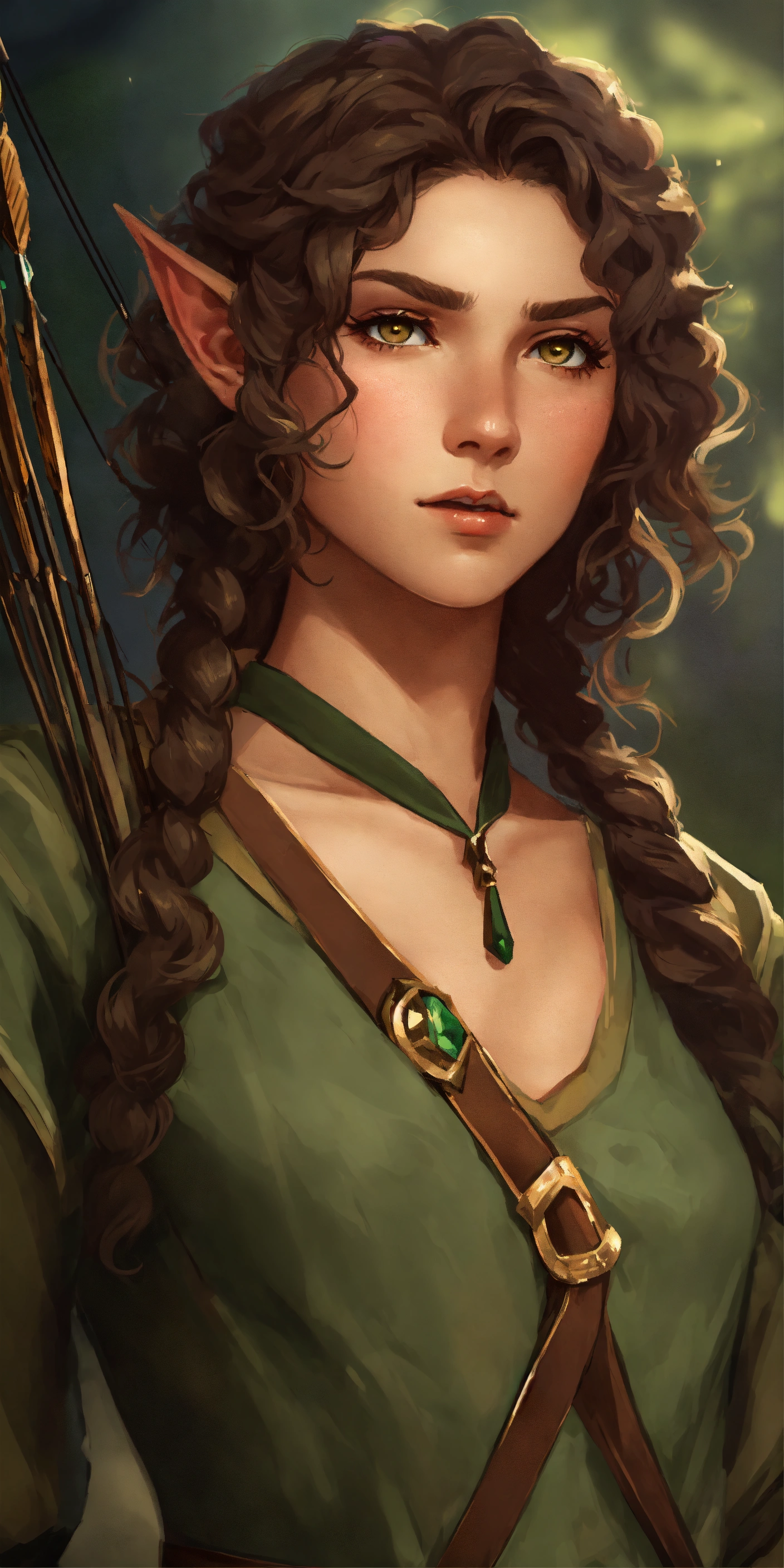 Lexica - Character art of a 24-year-old female wood elf, curly hair ...