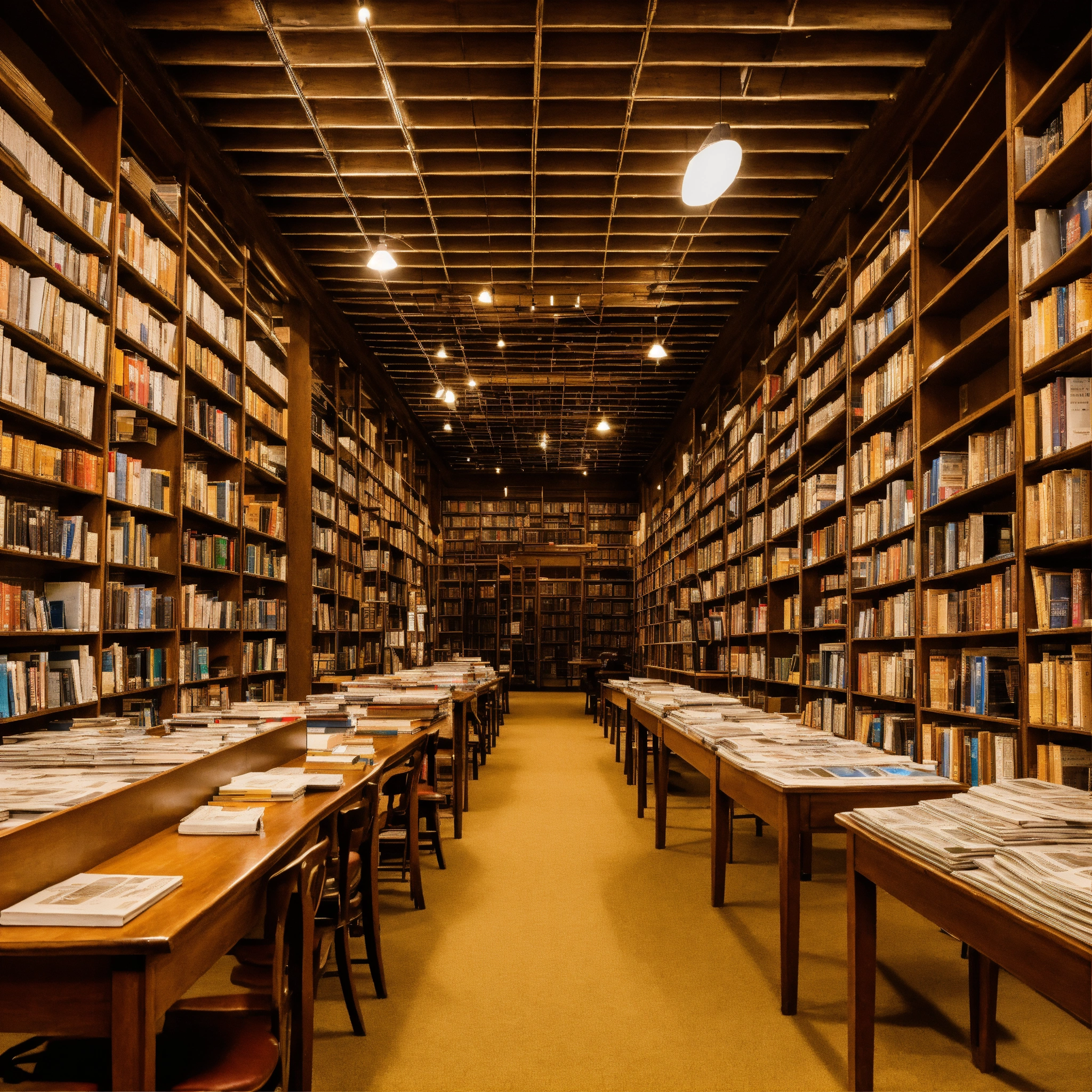 Lexica - A photo of a large library with rows of bookshelves filled ...