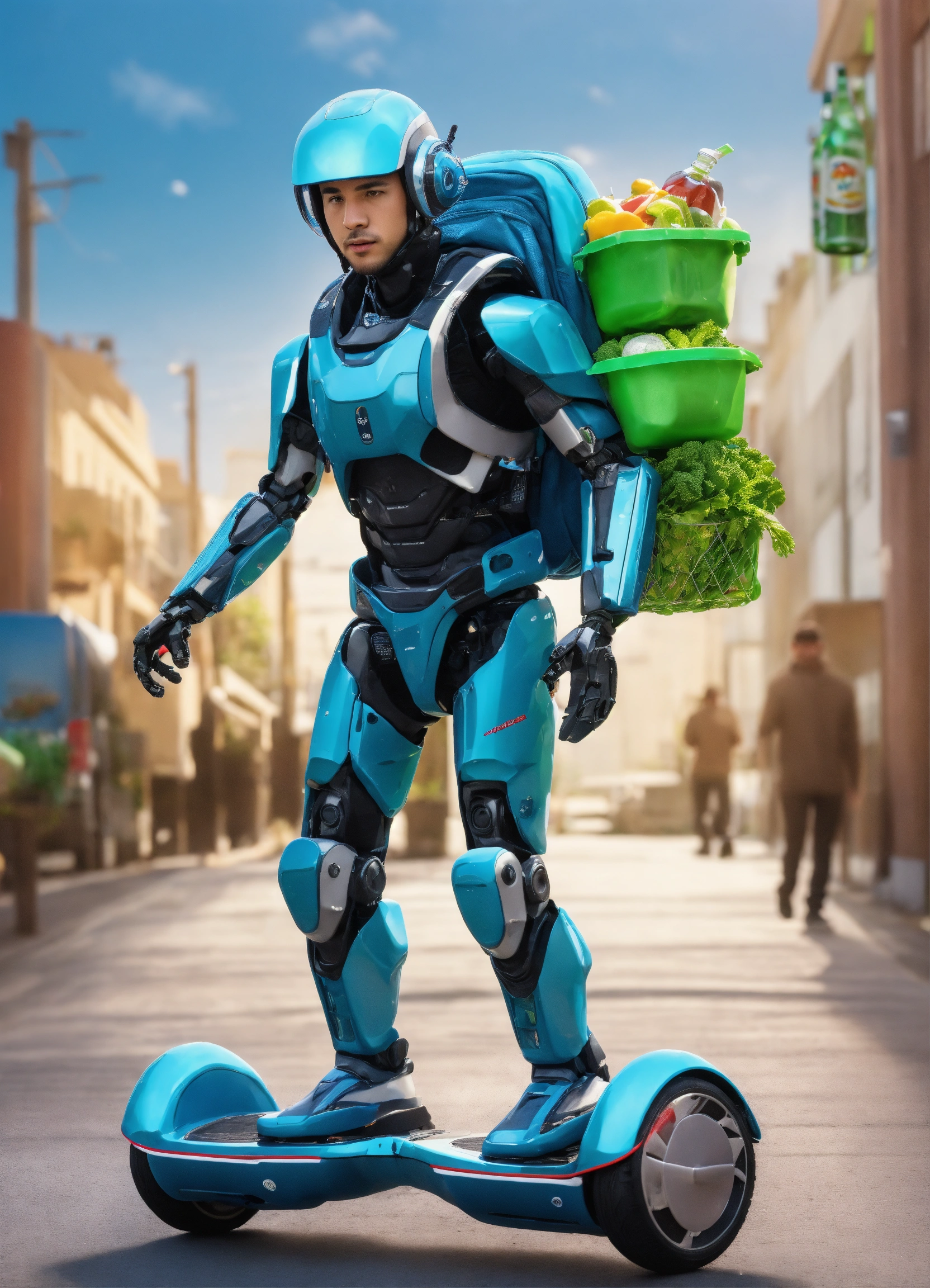 Lexica - A passionate male robot riding on hoverboard, realistic man ...