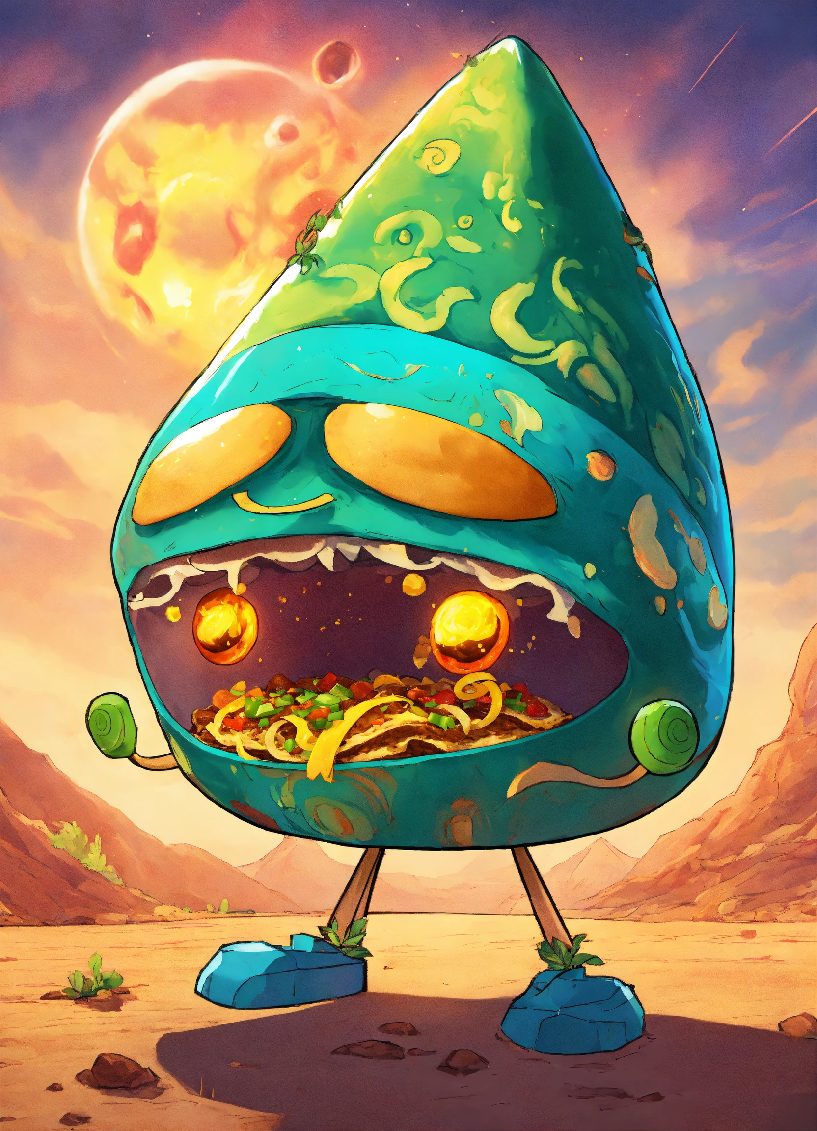 Lexica - Anime energy-bending taco-faced creature
