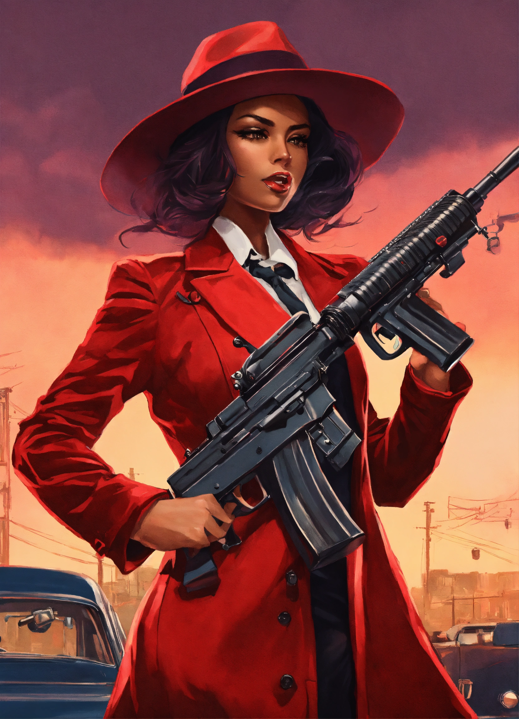 Lexica - A gangster she-cat with a machine gun