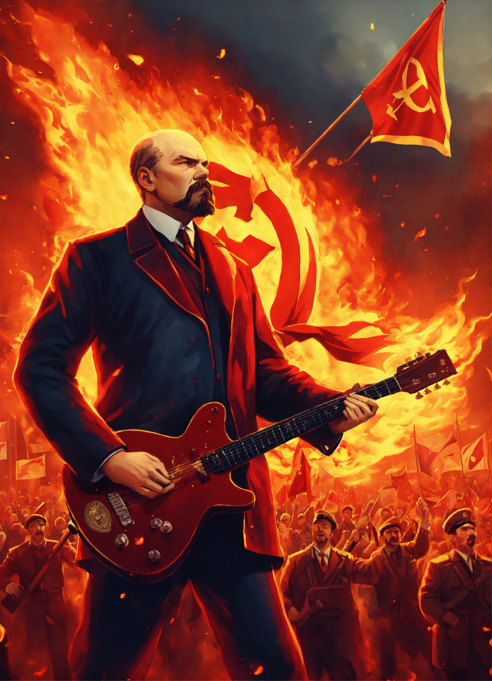 Lexica - Illustration Lenin, with a determined look, is playing a ...