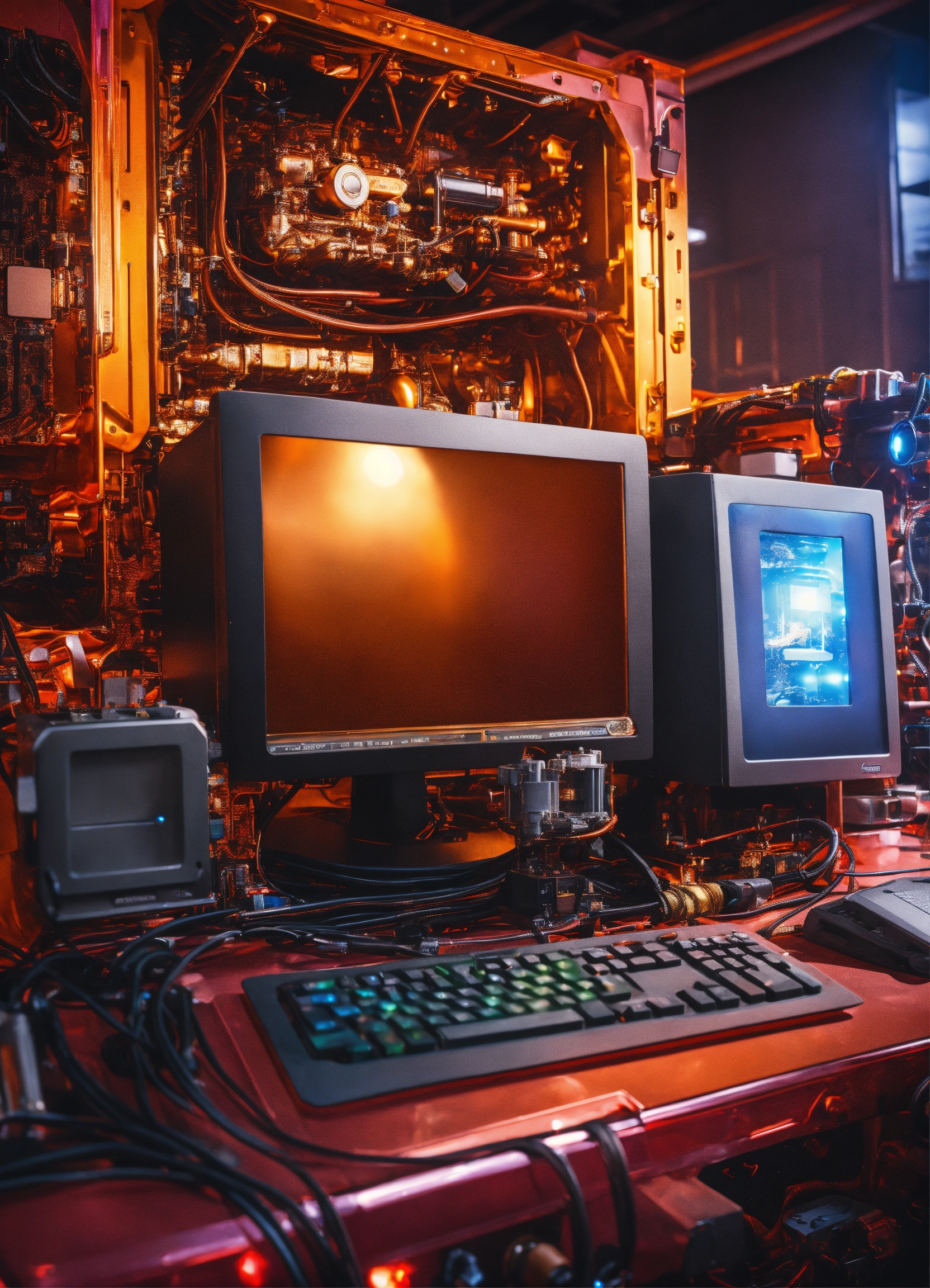 Lexica - Computer and engine in gem background wallpaper