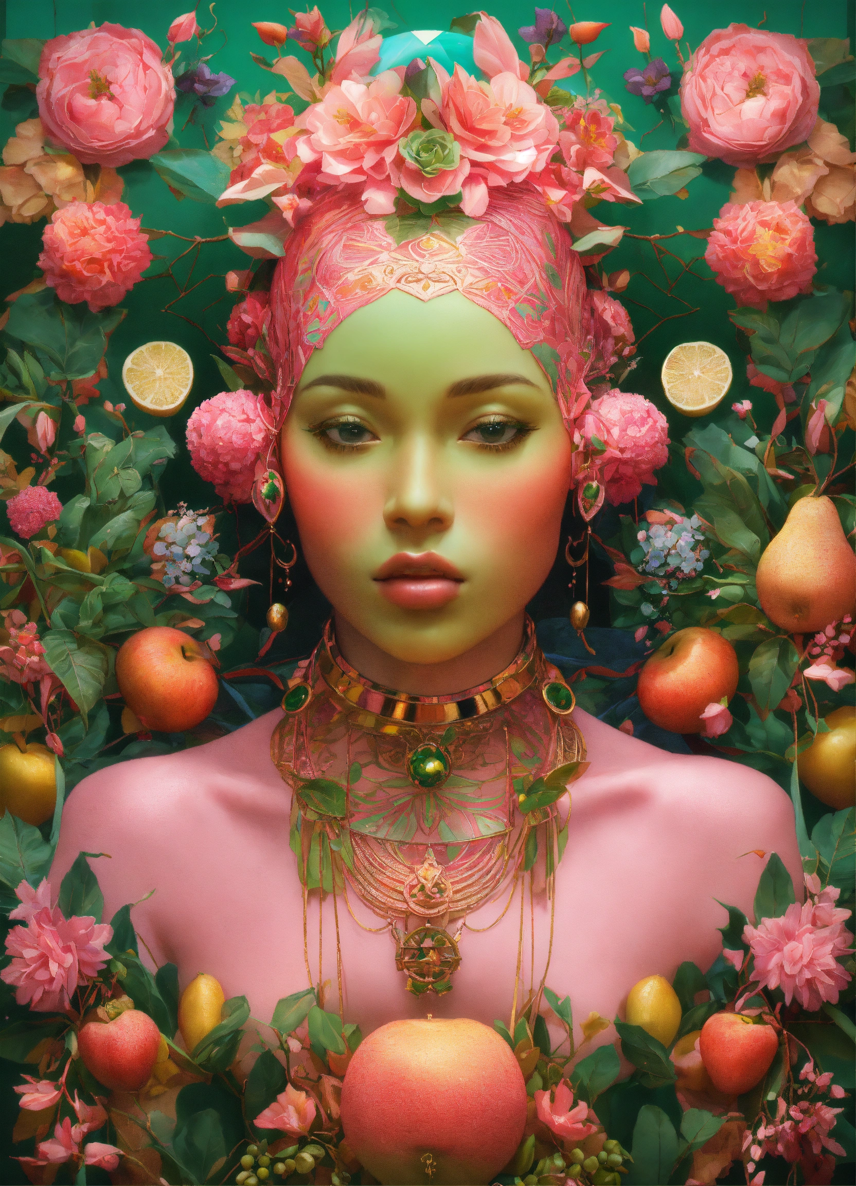 Lexica Geometrical lines portrait, surrounded by poetic ornamental