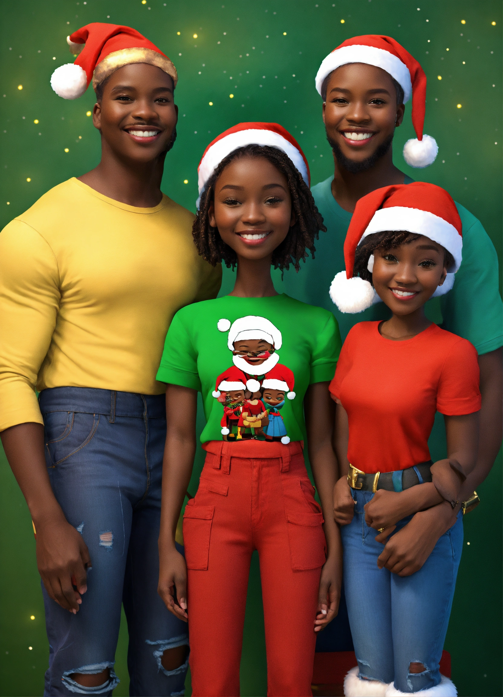 Lexica - 3D smiling faceless art dark complexion African American Santa ...