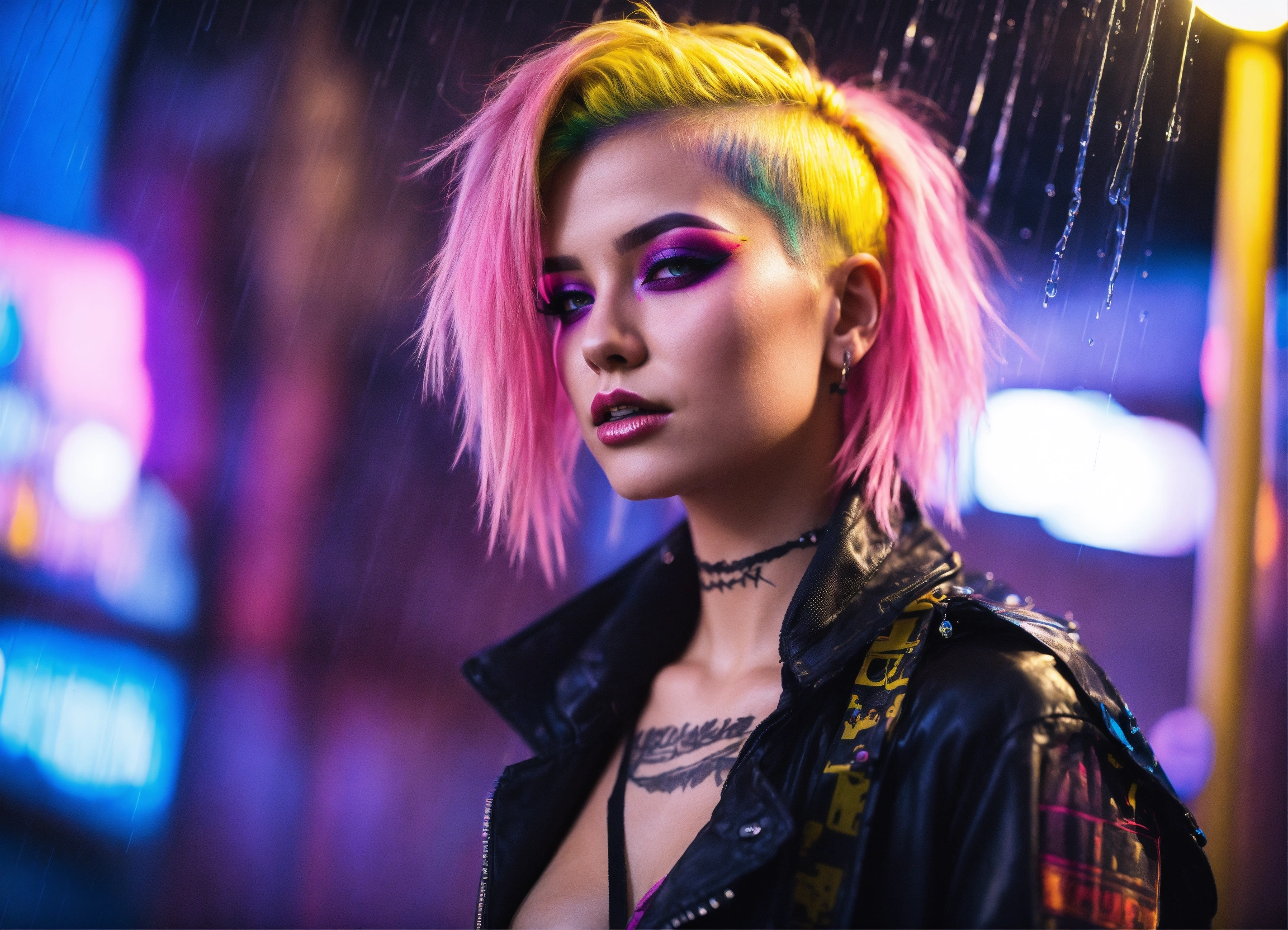 Lexica - Photo, Cyberpunk Dream girl, punk hair, futuristic, sunny ...