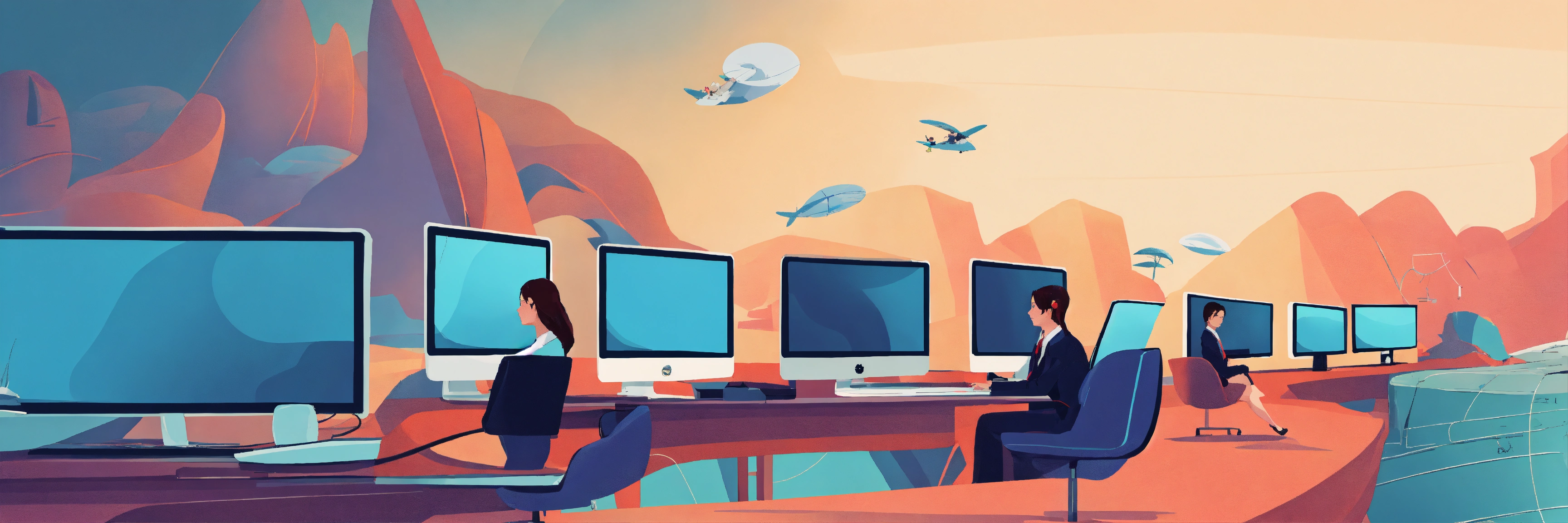 Lexica - Business People surfing on computer mouses