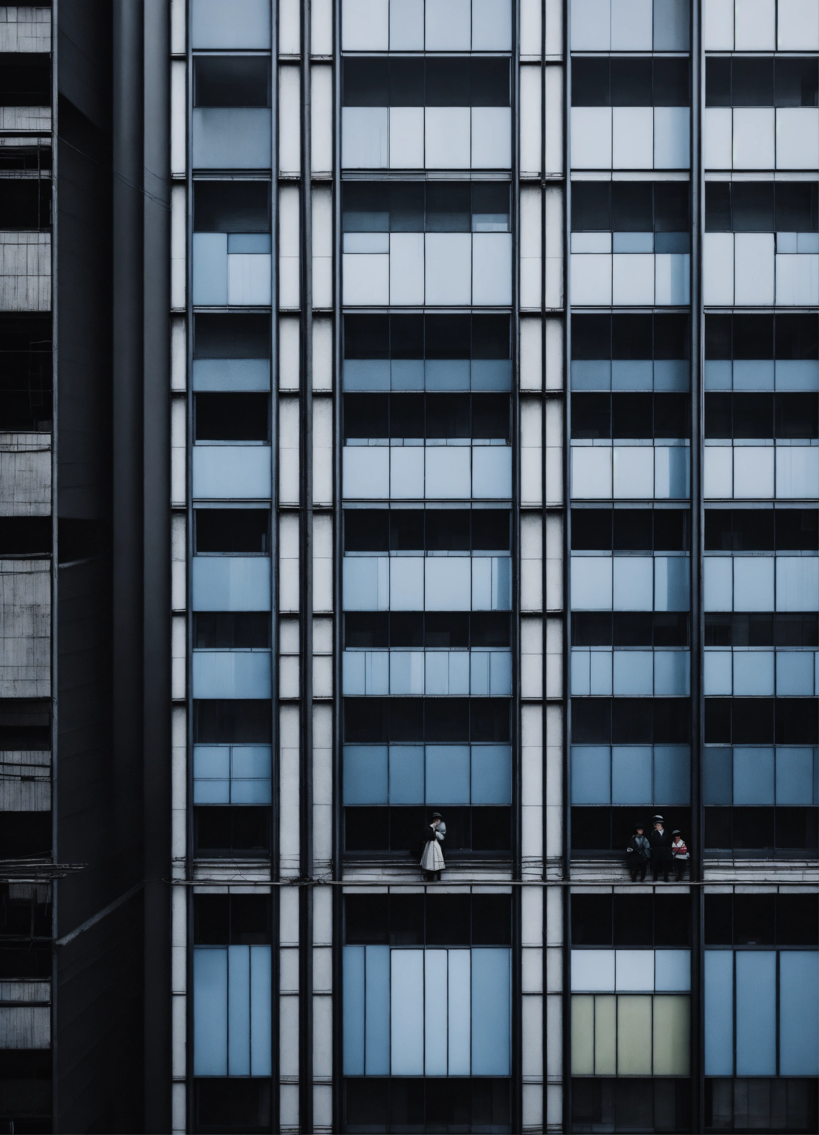 Lexica - Some people look over tall building windows, in the style of ...