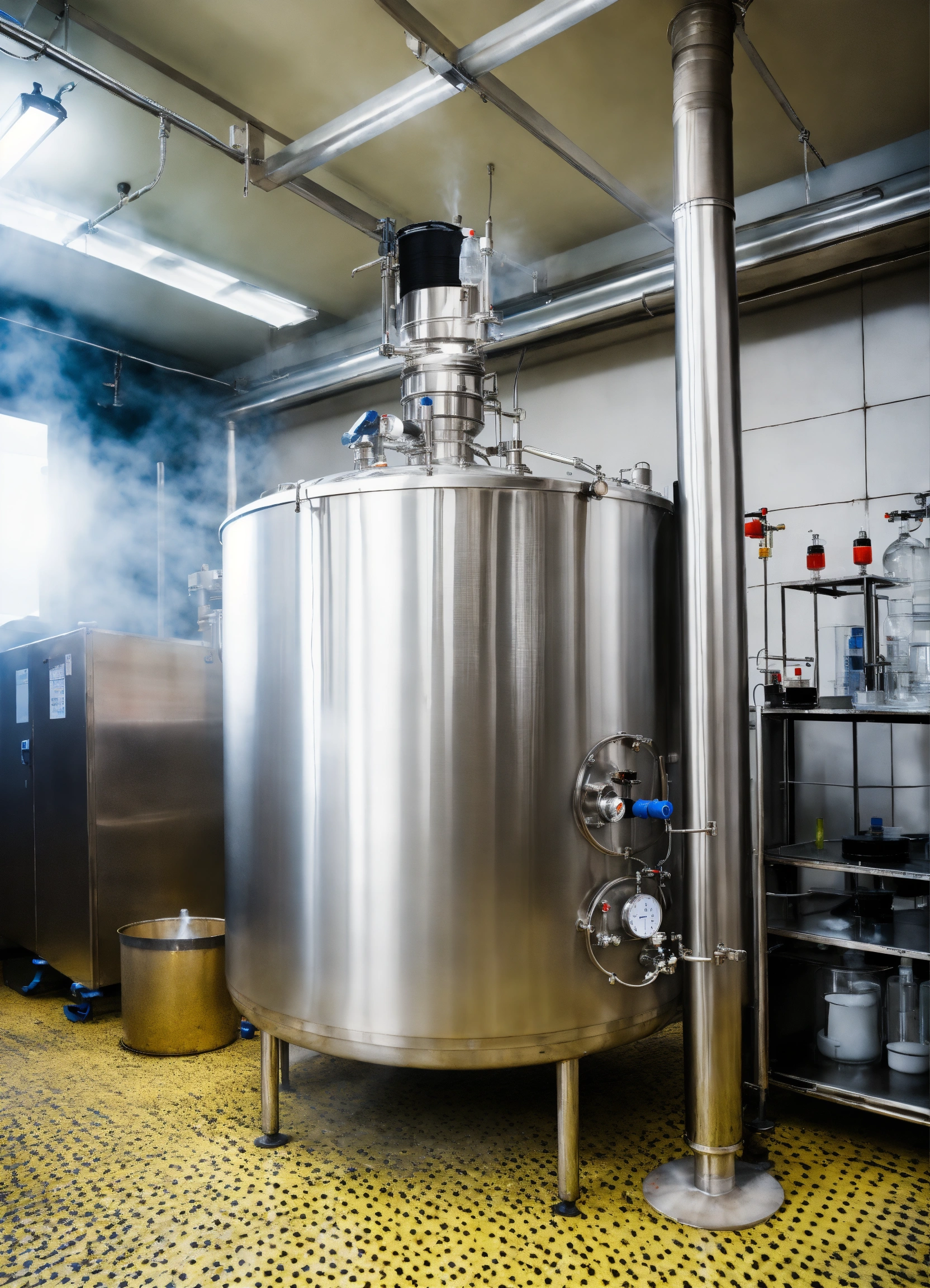 Lexica - Steaming stainless steel tank with open lid filled with liquid ...