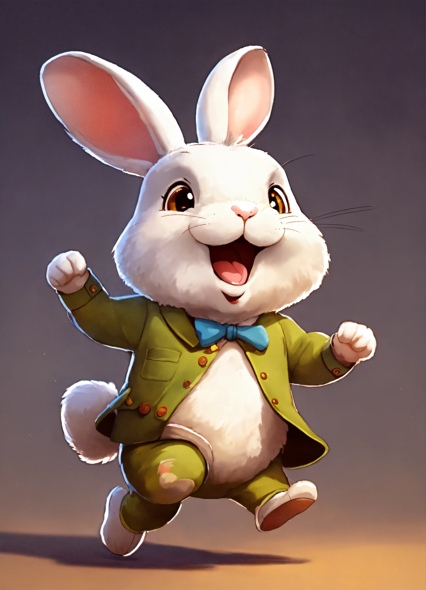 Lexica - Let cartoon cute big rabbit running on two legs