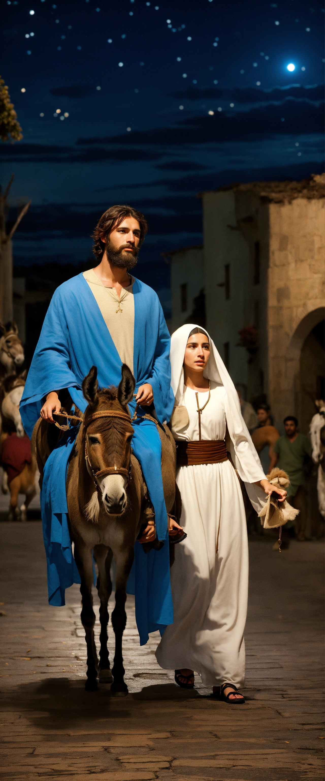 Lexica - At night. The arrival of saint Joseph (walking) and the virgin ...