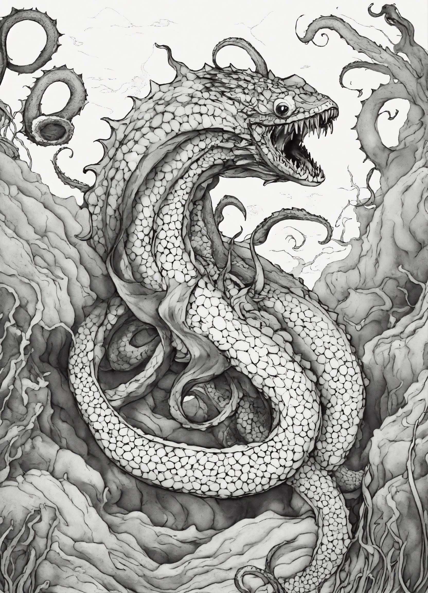 Lexica - Extremely simple image. Abyssal Kraken. black and white ...