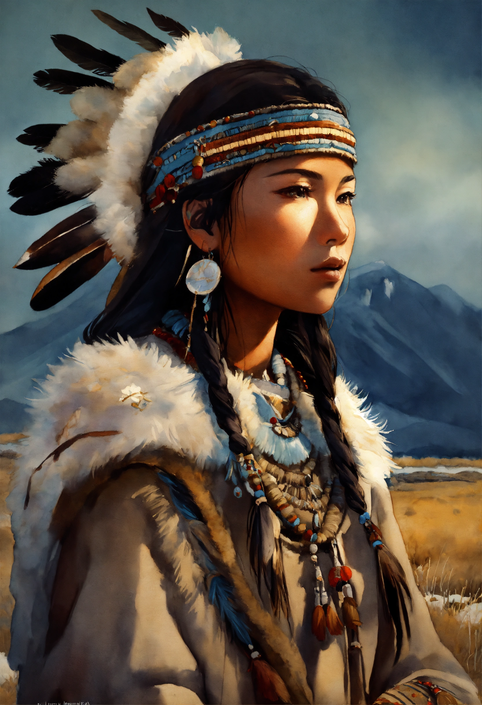 Lexica - Illustration of an inuit woman, young, 18 years old, beautiful ...
