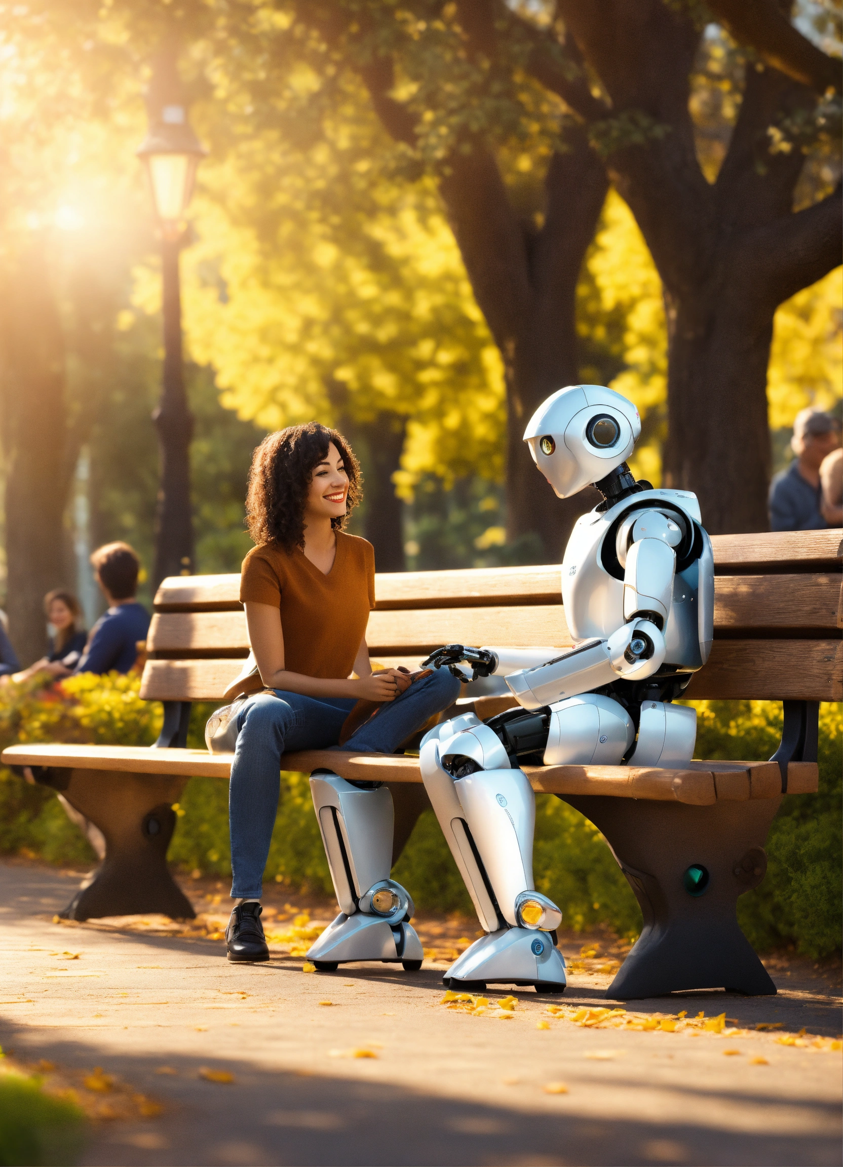 Lexica - Generate a 4K image of a park bench with three occupants a ...