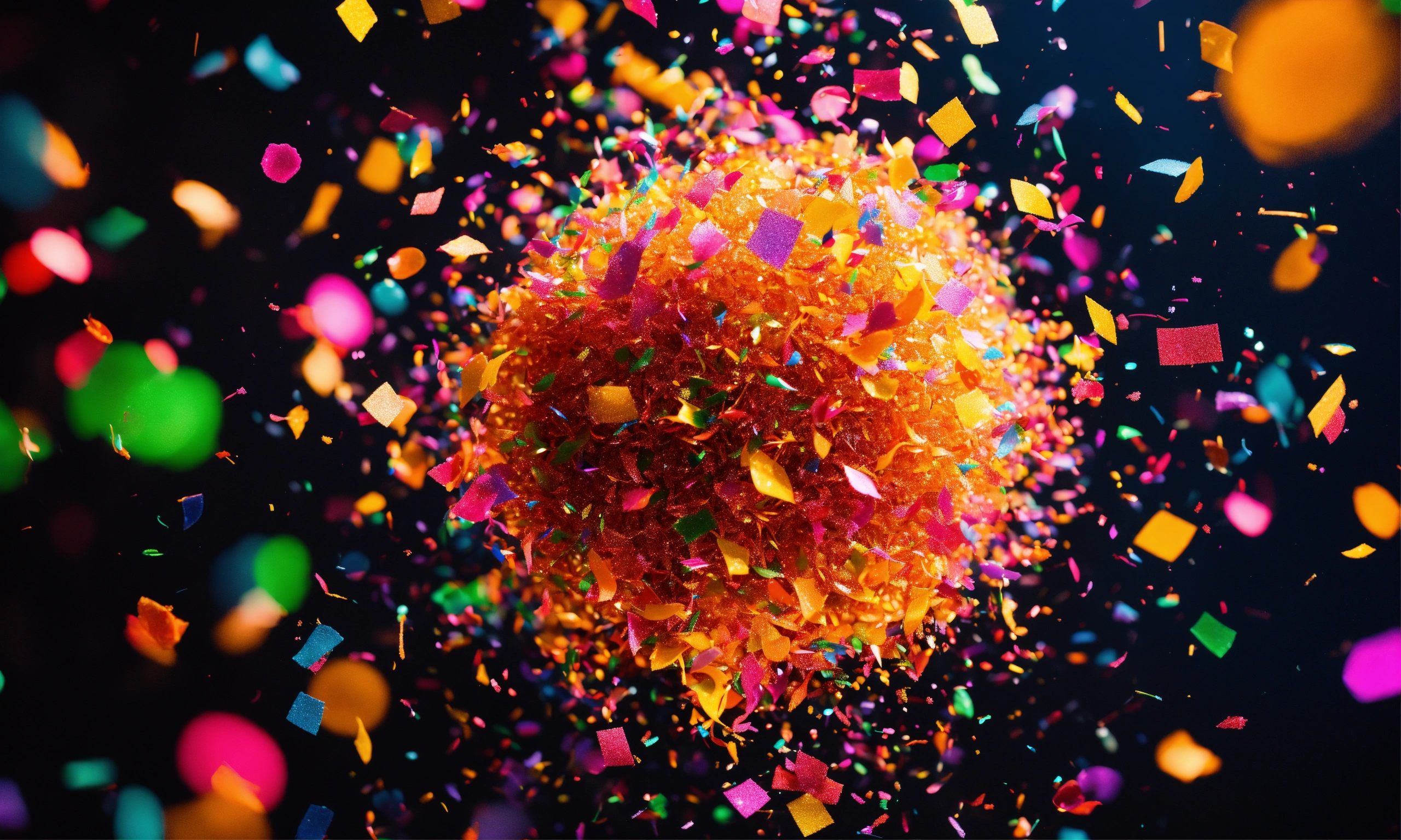 Lexica - A vibrant neon glitter explosion with floating confetti on a ...