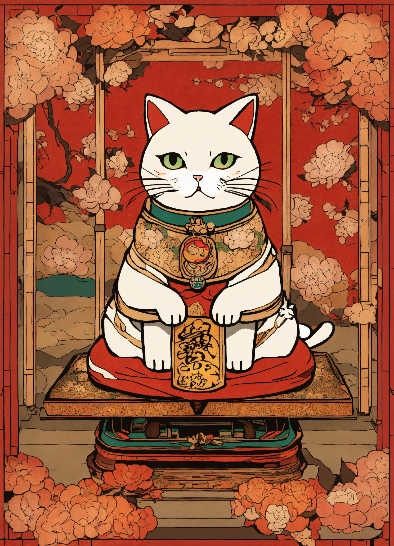 maneki neko painting