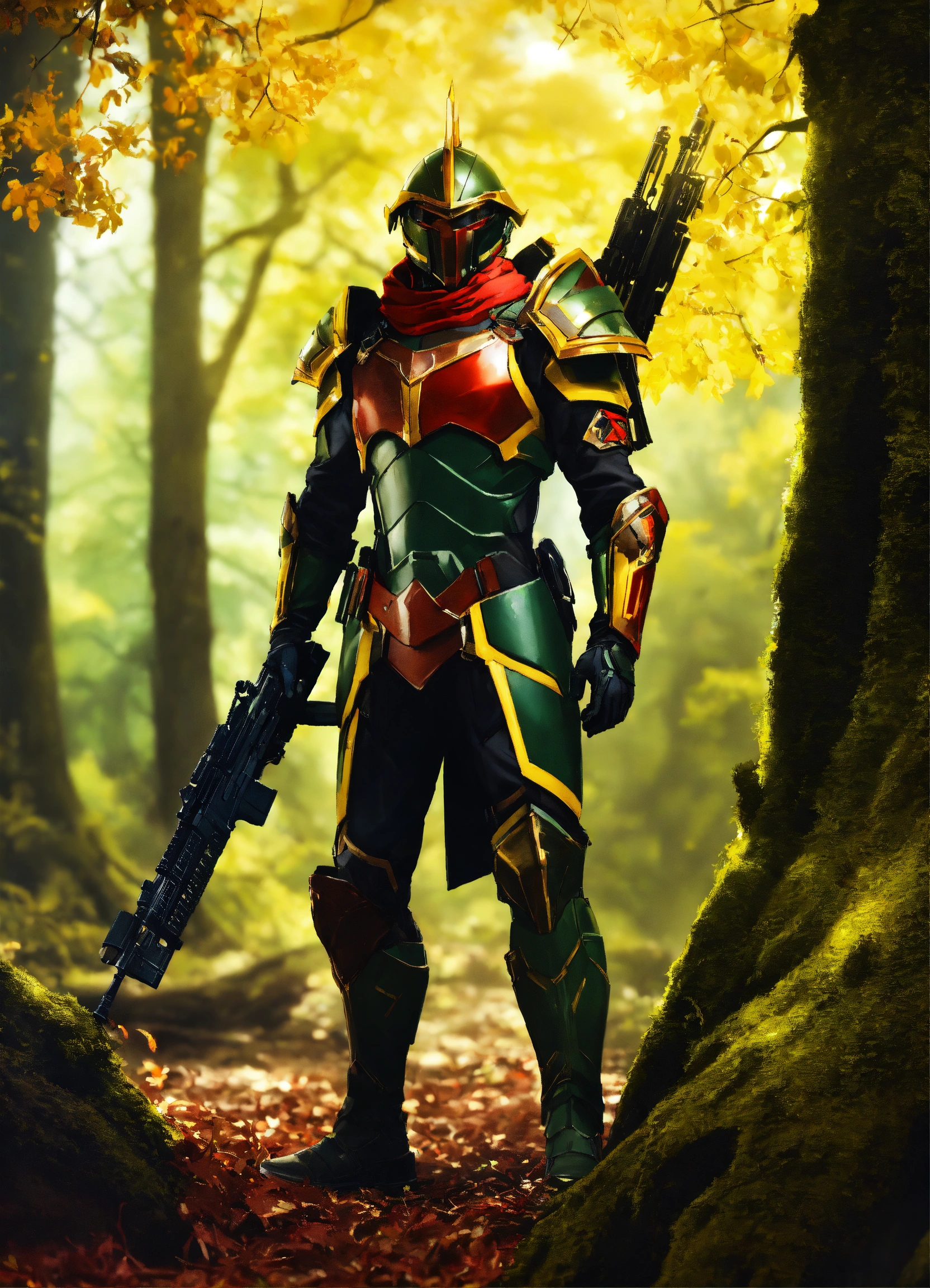 Lexica - High elf sci fi soldier wearing sleek sci fi armor, dark green ...