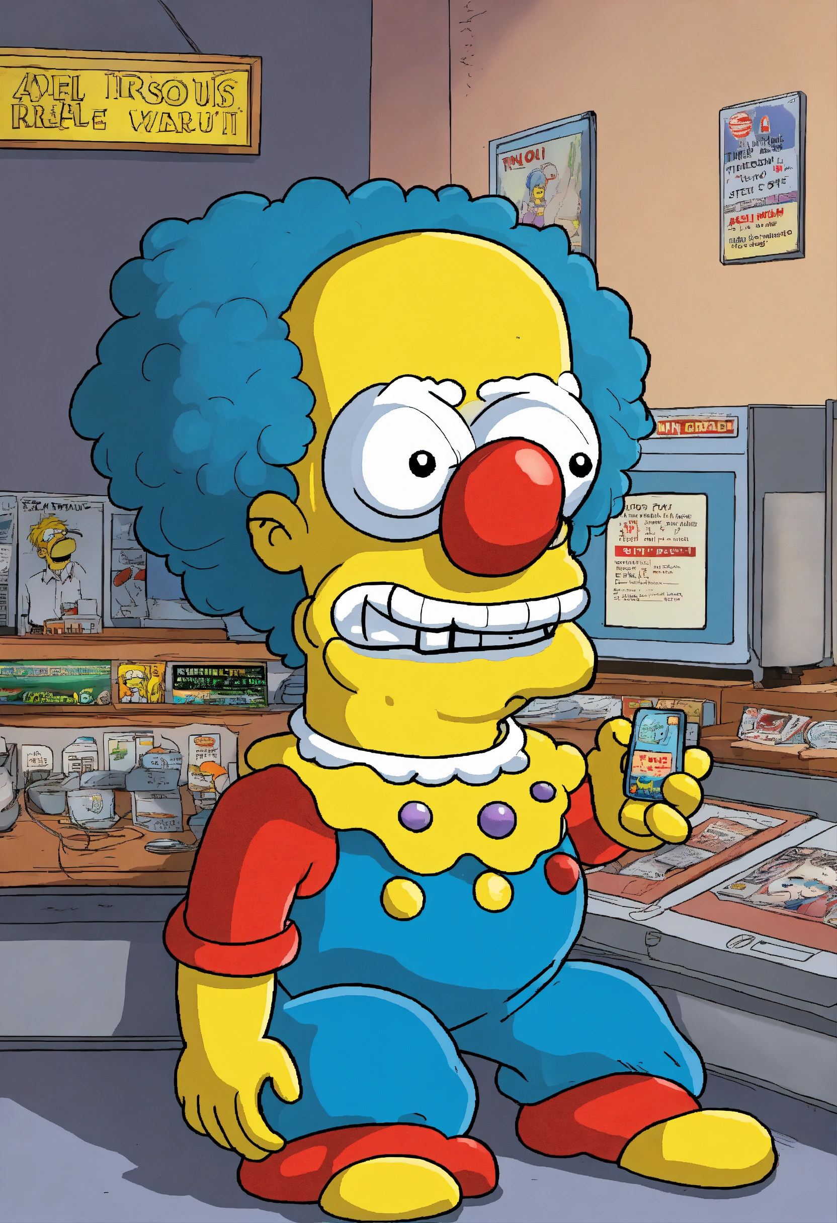 Lexica - The clown in the blue wig asks What will happen in the US if ...