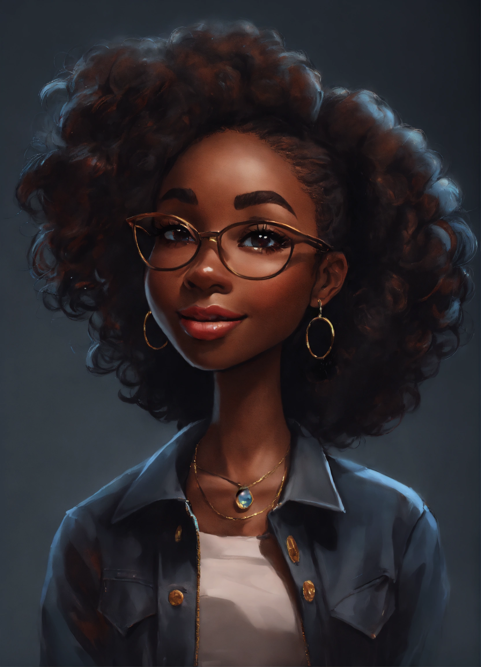 Lexica - Caricature animation talk portrait girl black skin