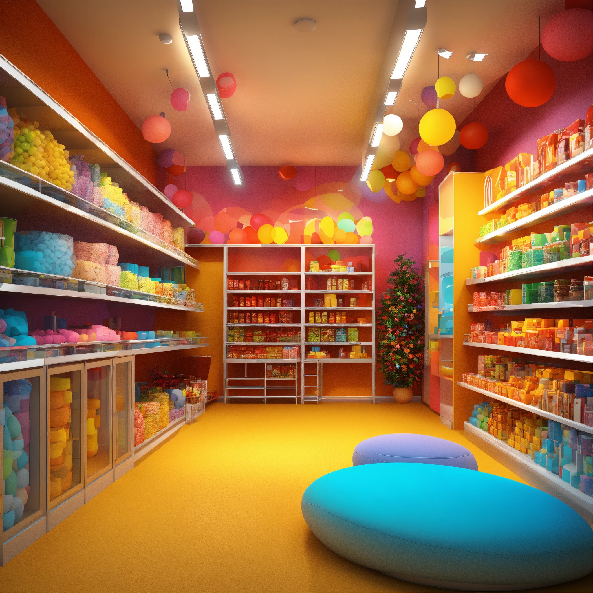 Lexica - Store inside , 3D render, 