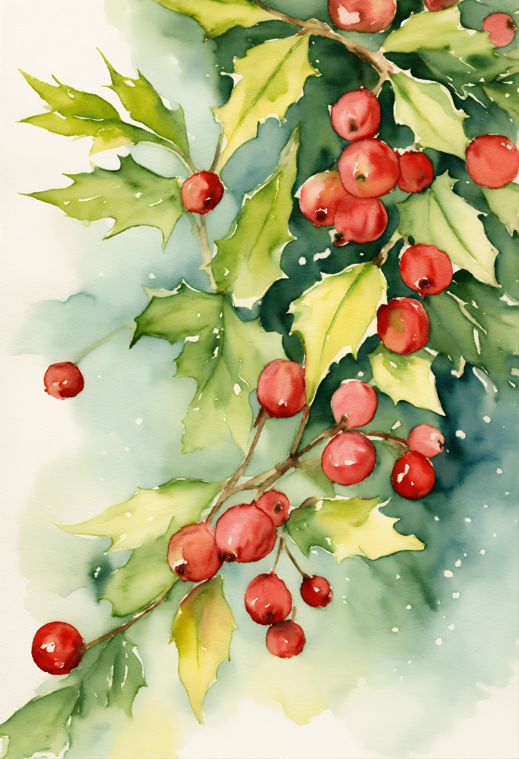 Lexica - Cristmas card Watercolor of Christmas mistletoes, calm colors ...