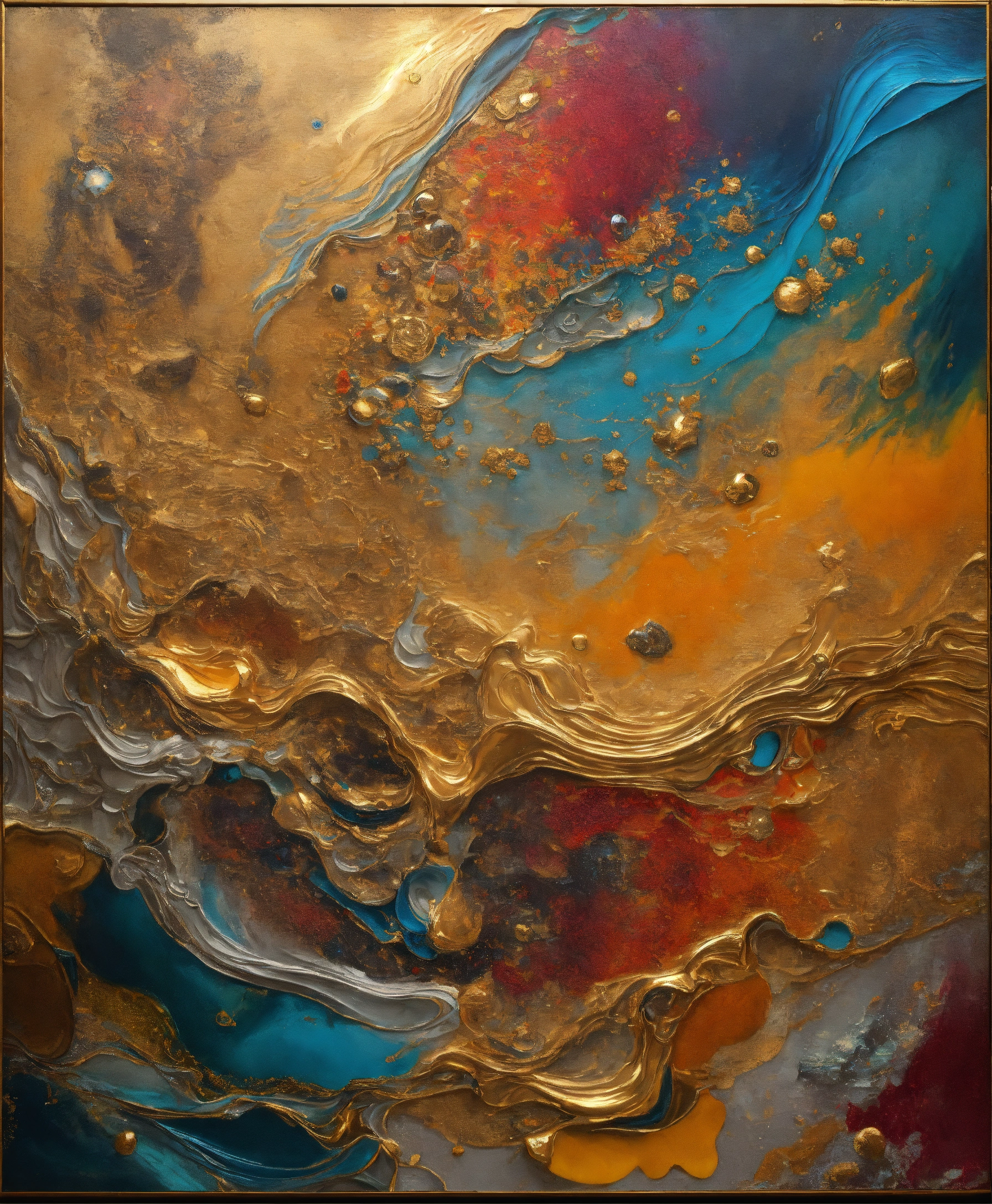 Lexica - Colorful abstract painting oil and water complex complicated ...